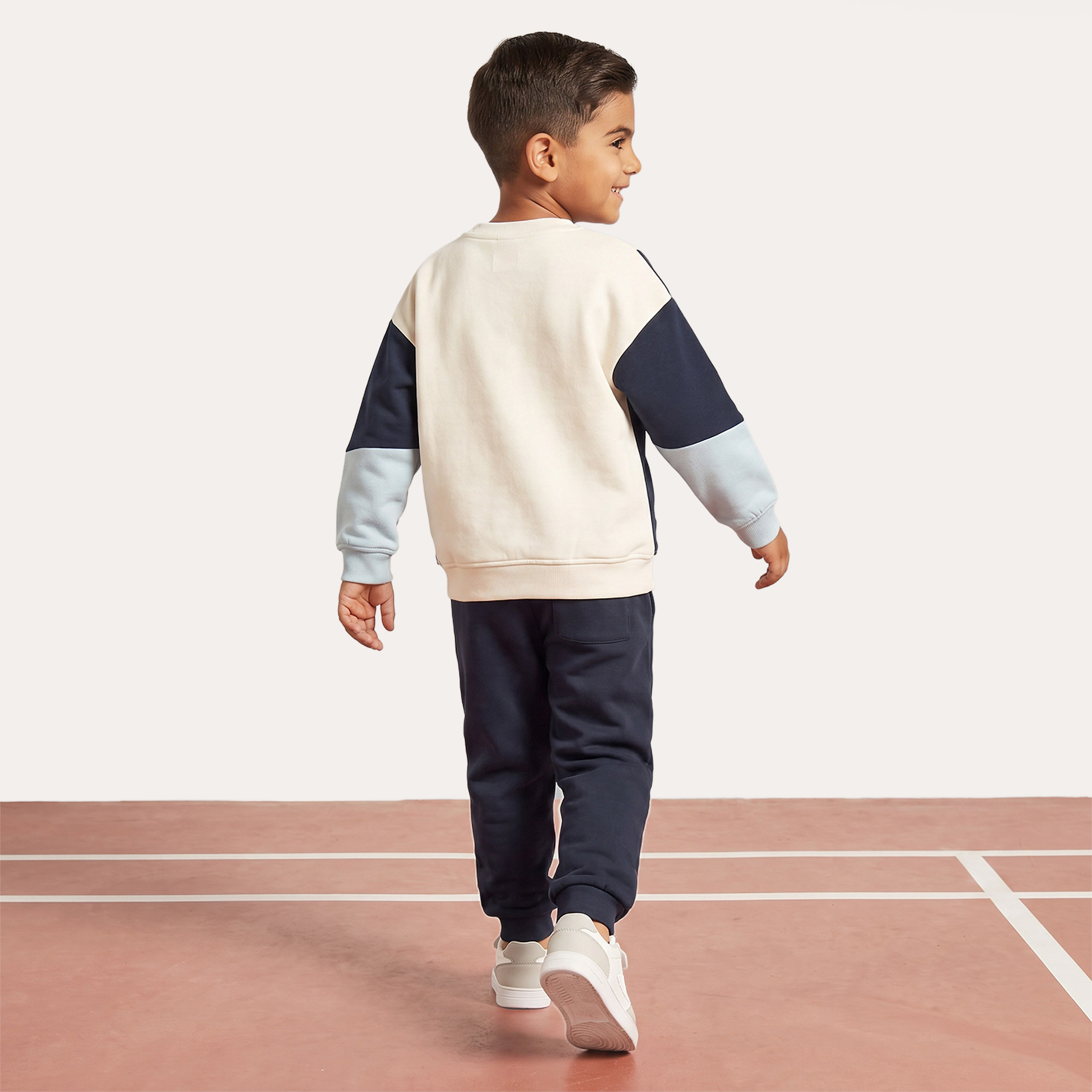 Kappa Crew Neck Long Sleeves Sweatshirt and Joggers Set with Colourblock Panel-boys-clothing-setsandcoords-image-4