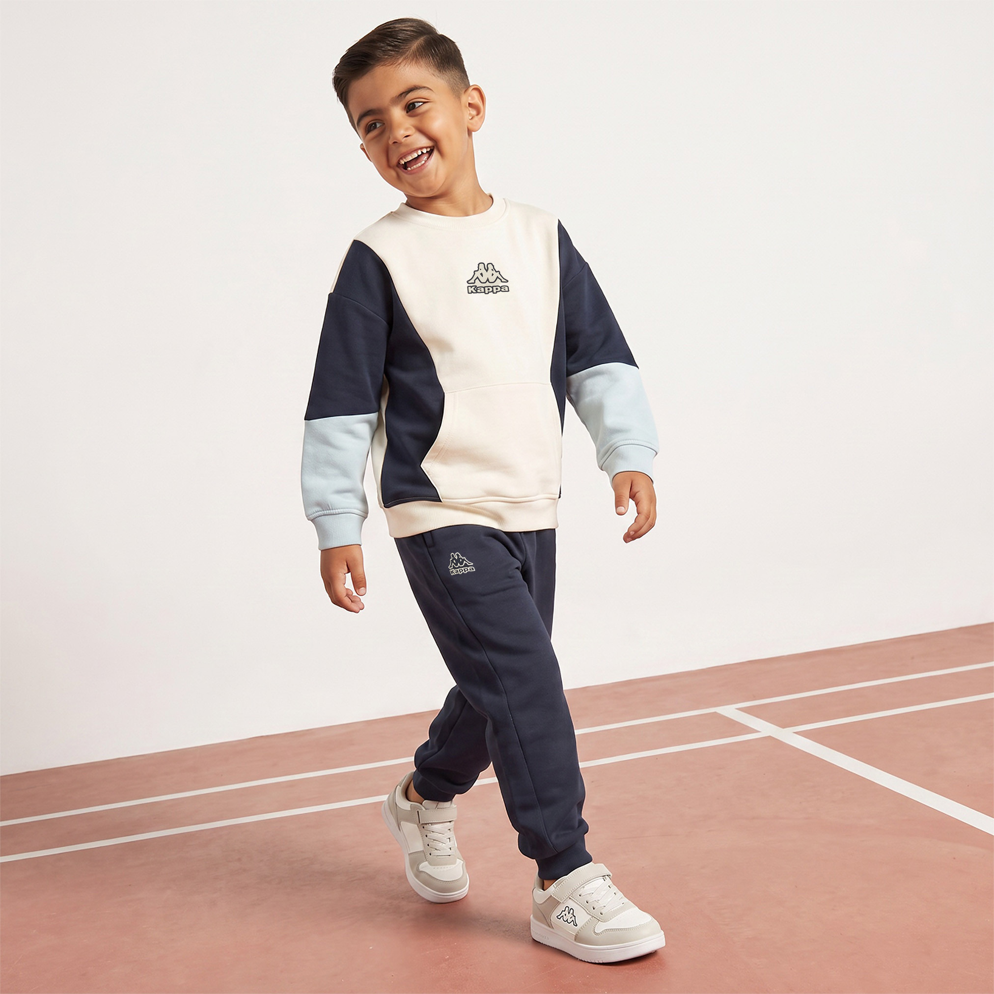 Kappa Crew Neck Long Sleeves Sweatshirt and Joggers Set with Colourblock Panel-boys-clothing-setsandcoords-image-7