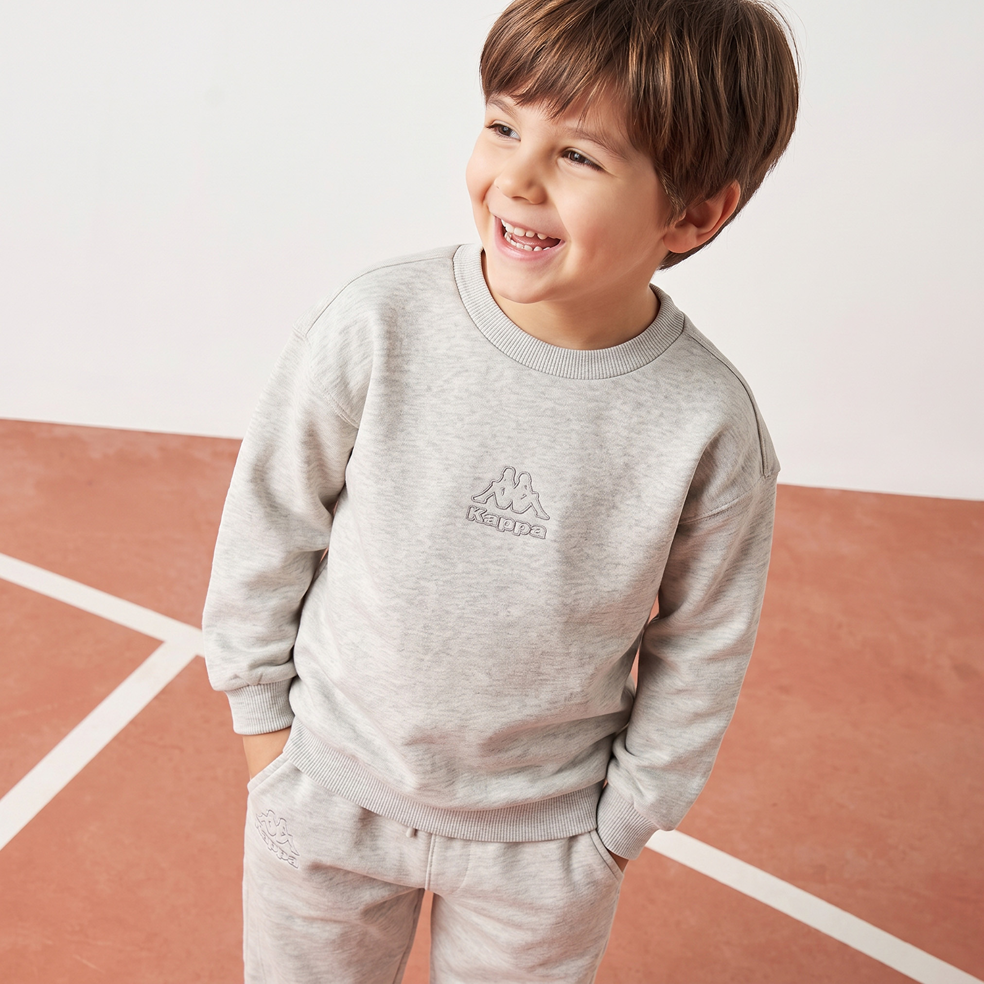 Kappa Crew Neck Long Sleeves Sweatshirt and Joggers Set with Logo Print-boys-clothing-setsandcoords-image-2