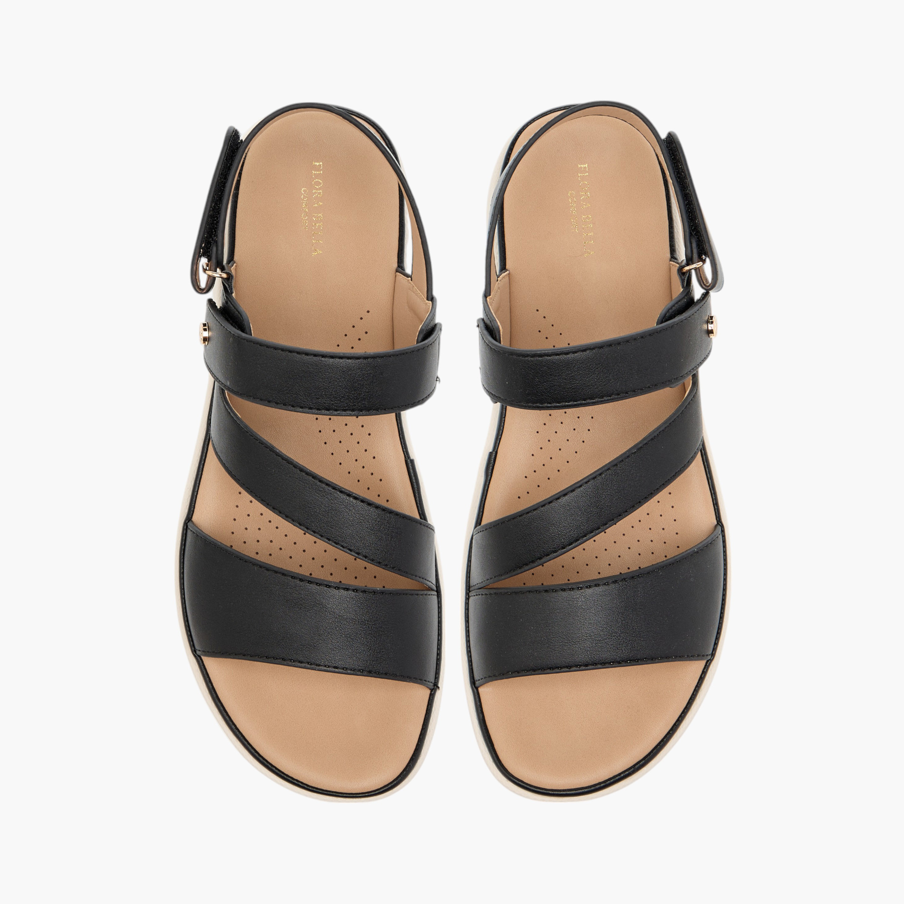 Flora Bella Solid Comfort Sandals with Hook and Loop Closure-women-shoes-flats-sandals-image-1