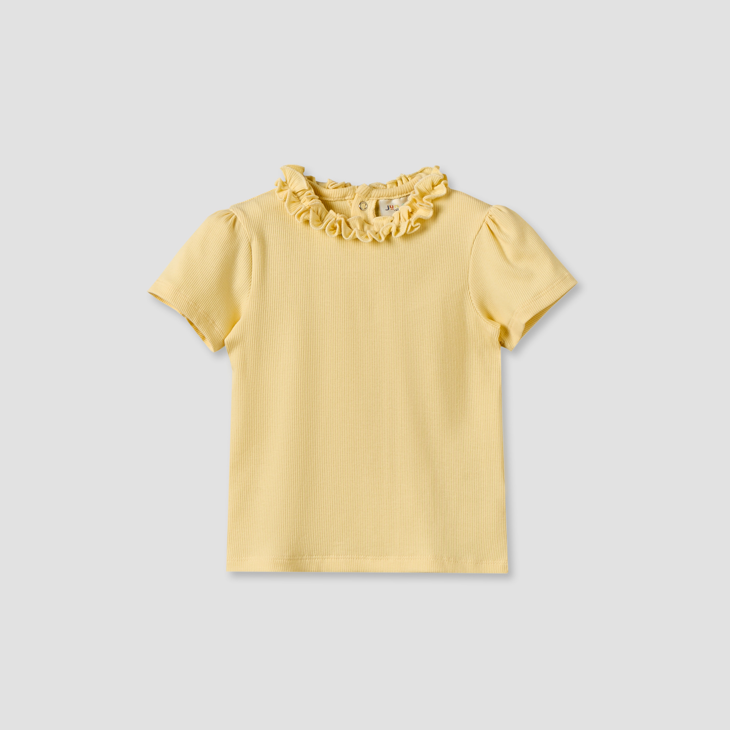 Juniors Crew Neck Short Sleeves T-shirt with Ruffle Trim-baby-girls-clothing-tshirts-image-2