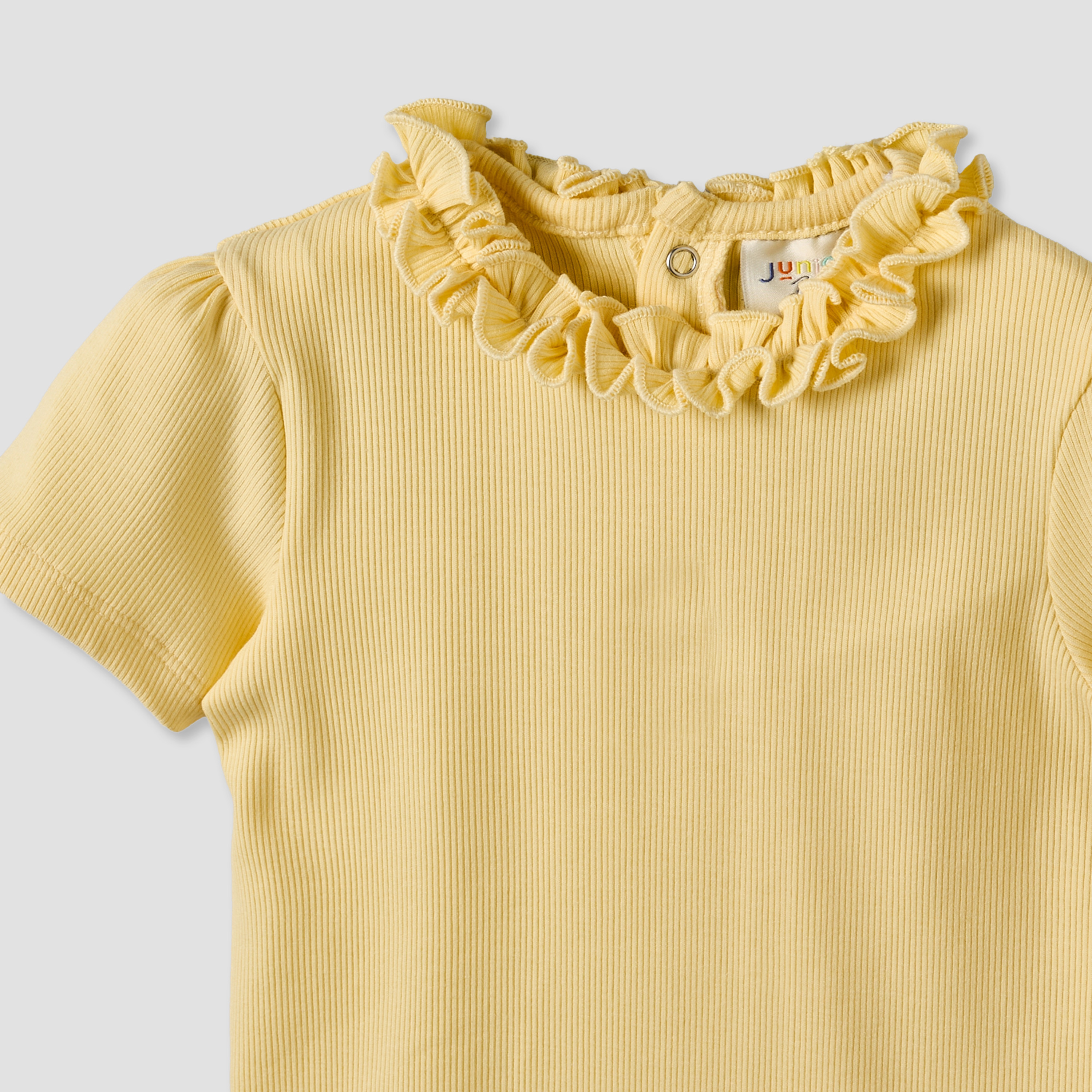 Juniors Crew Neck Short Sleeves T-shirt with Ruffle Trim-baby-girls-clothing-tshirts-image-4