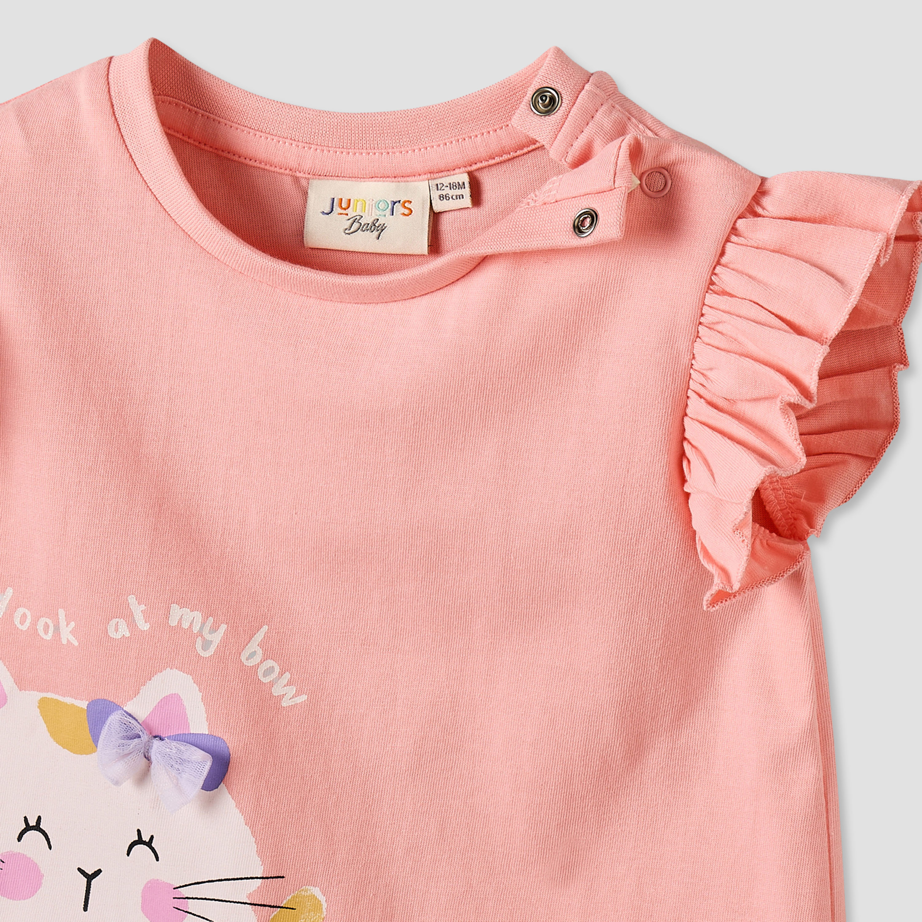 تيشيرت دون أكمام بياقة ضيقة وطبعات قطة من جونيورز-baby-girls-clothing-tshirts-image-4