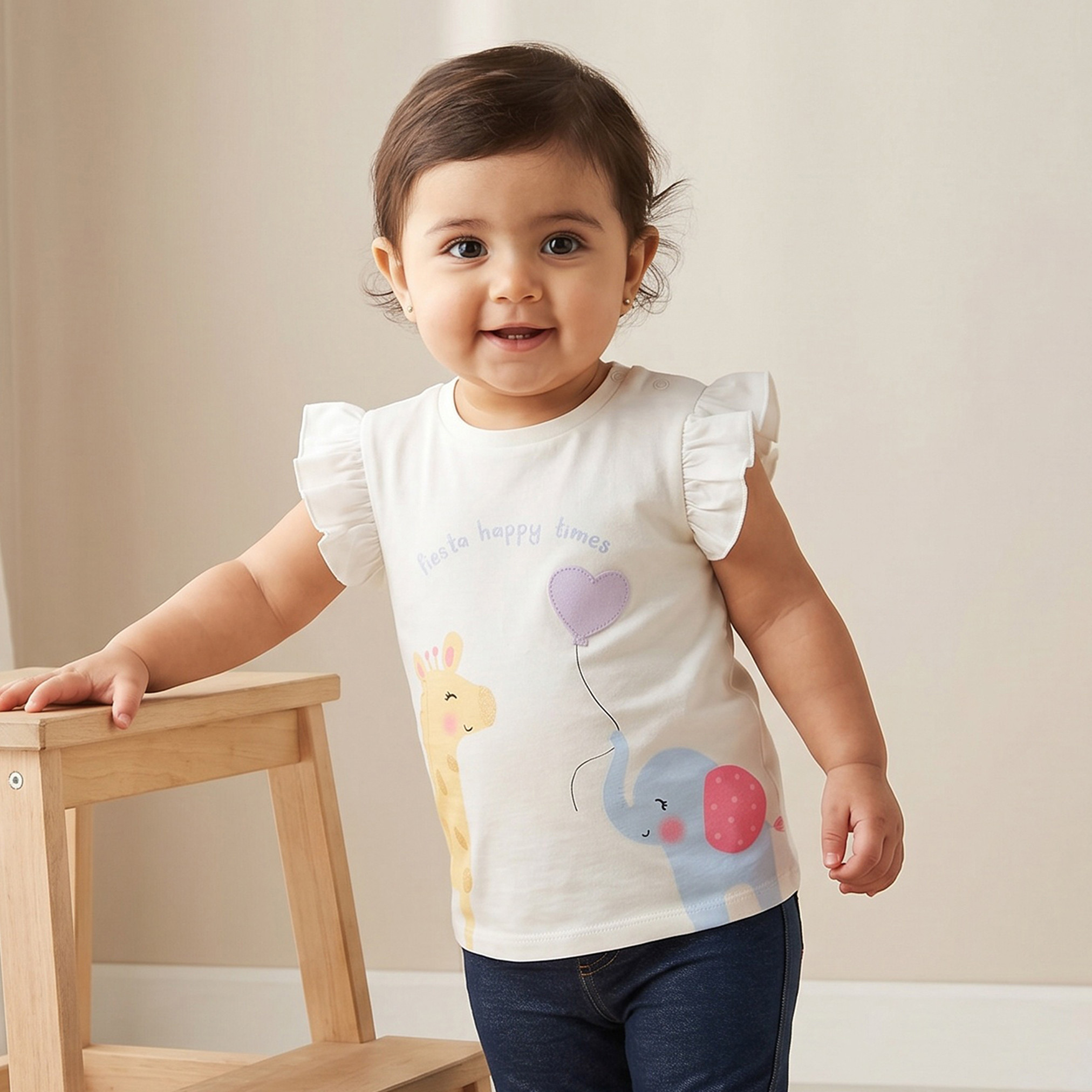 Juniors Crew Neck Short Sleeves T-shirt with Graphic Print-baby-girls-clothing-tshirts-image-1