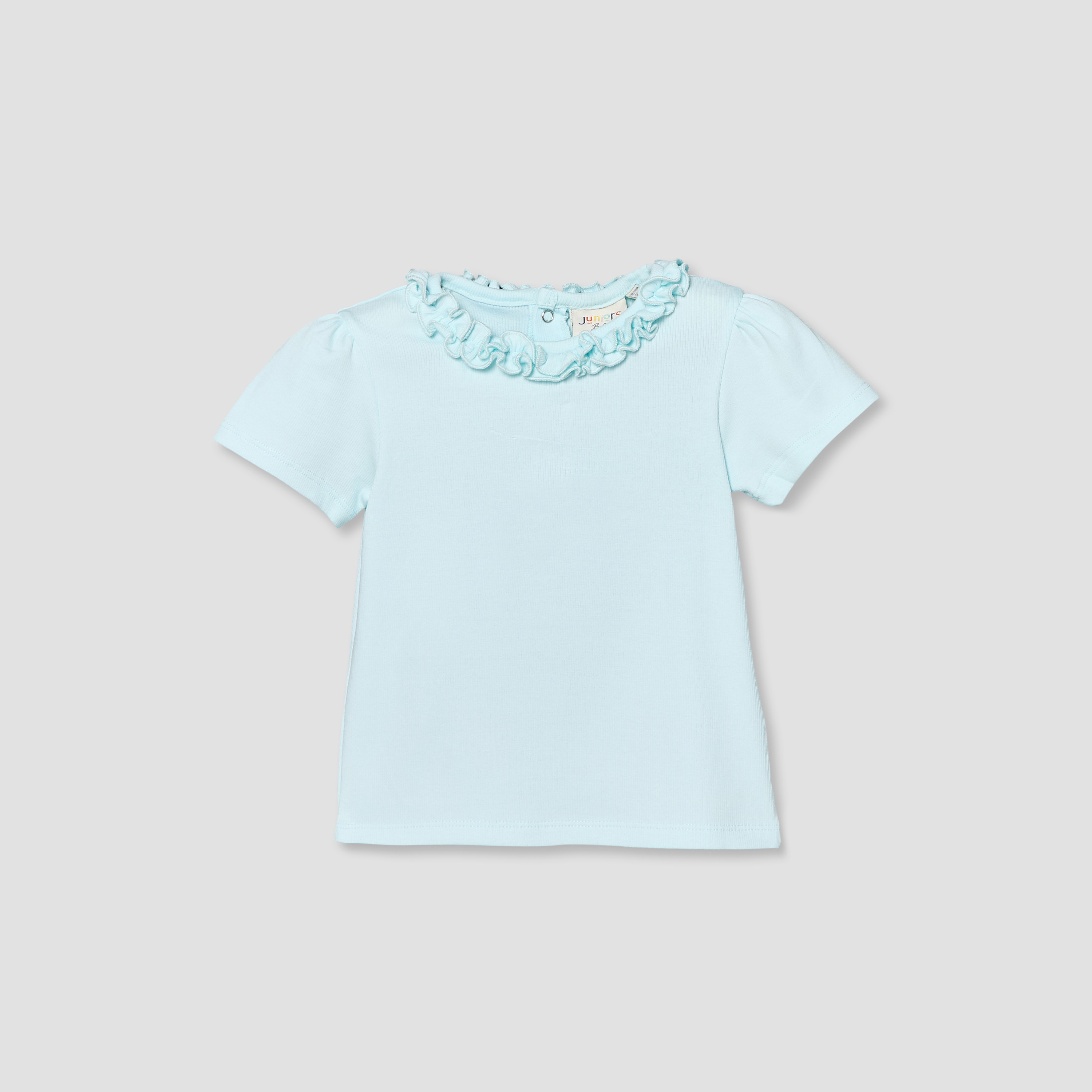 Juniors Round Neck Short Sleeves Top with Ruffle Detail-baby-girls-clothing-blousesandshirts-image-2