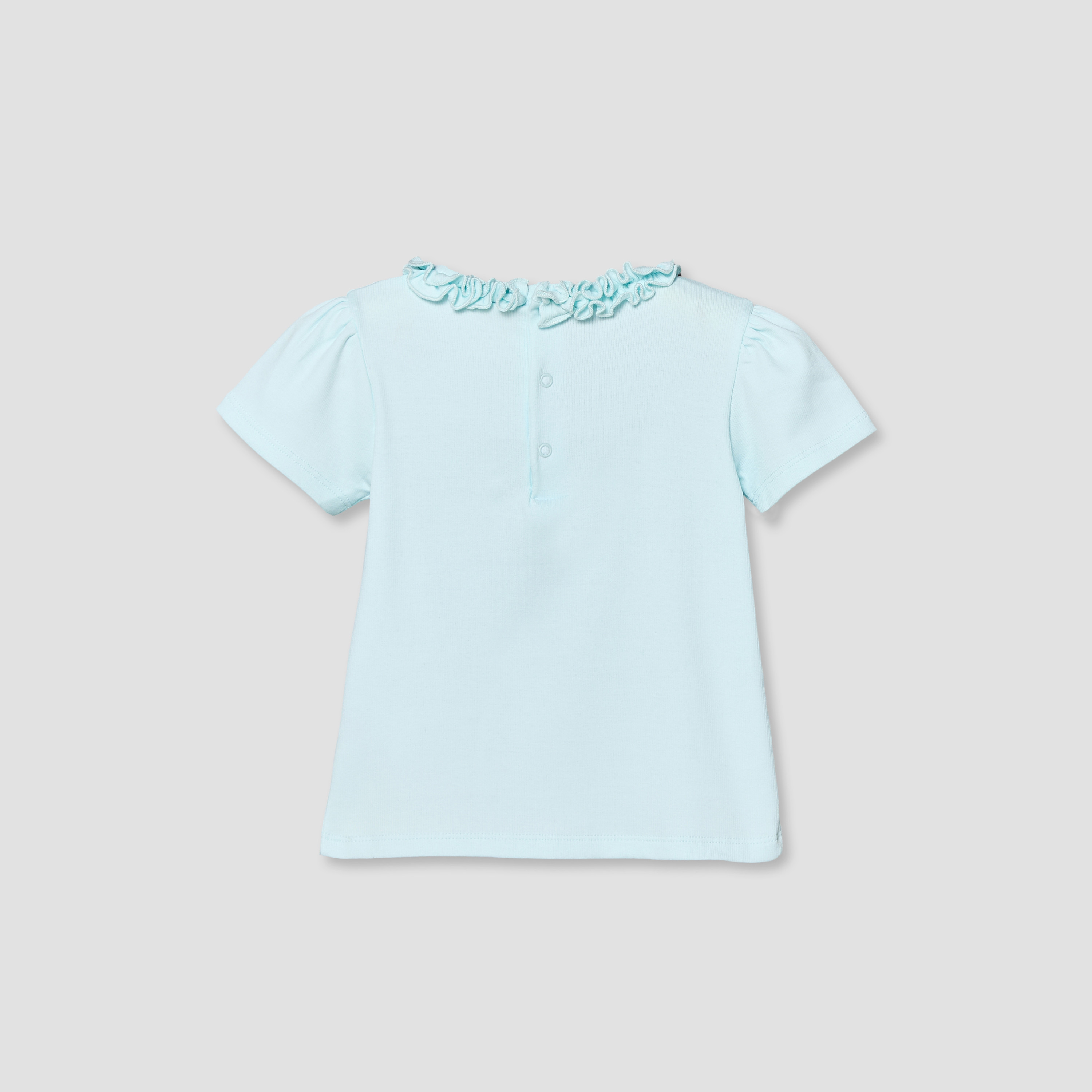 Juniors Round Neck Short Sleeves Top with Ruffle Detail-baby-girls-clothing-blousesandshirts-image-3