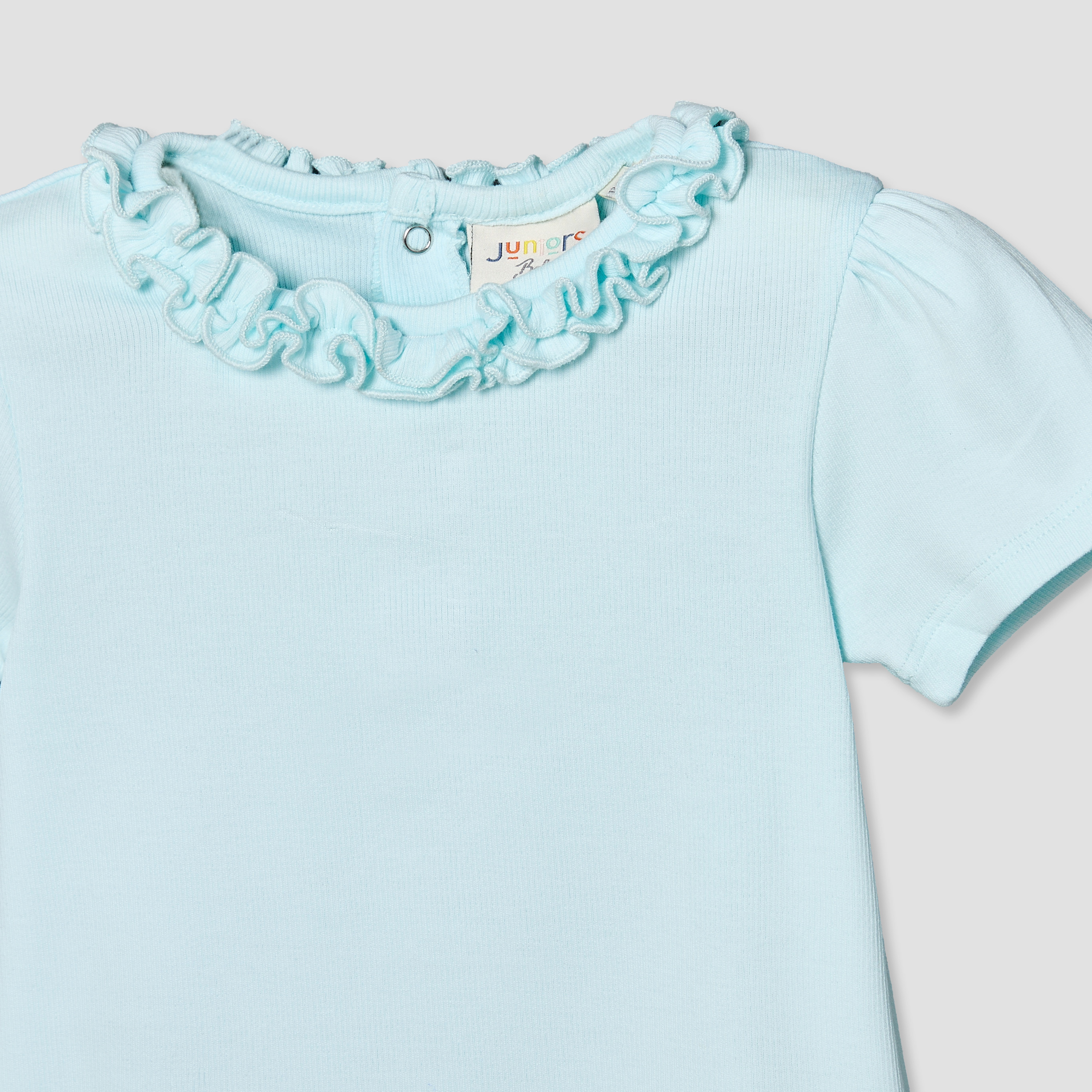Juniors Round Neck Short Sleeves Top with Ruffle Detail-baby-girls-clothing-blousesandshirts-image-4