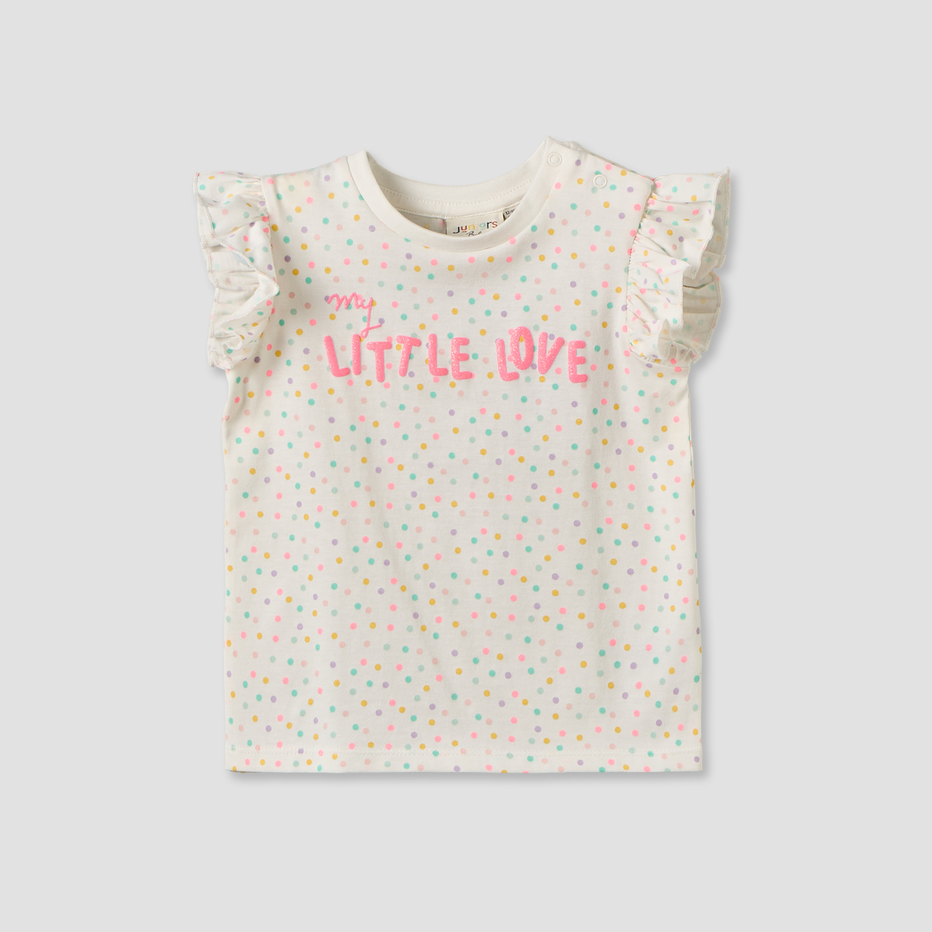 Juniors Crew Neck Sleeveless T-shirt with Polka Dot Print-baby-girls-clothing-tshirts-image-2