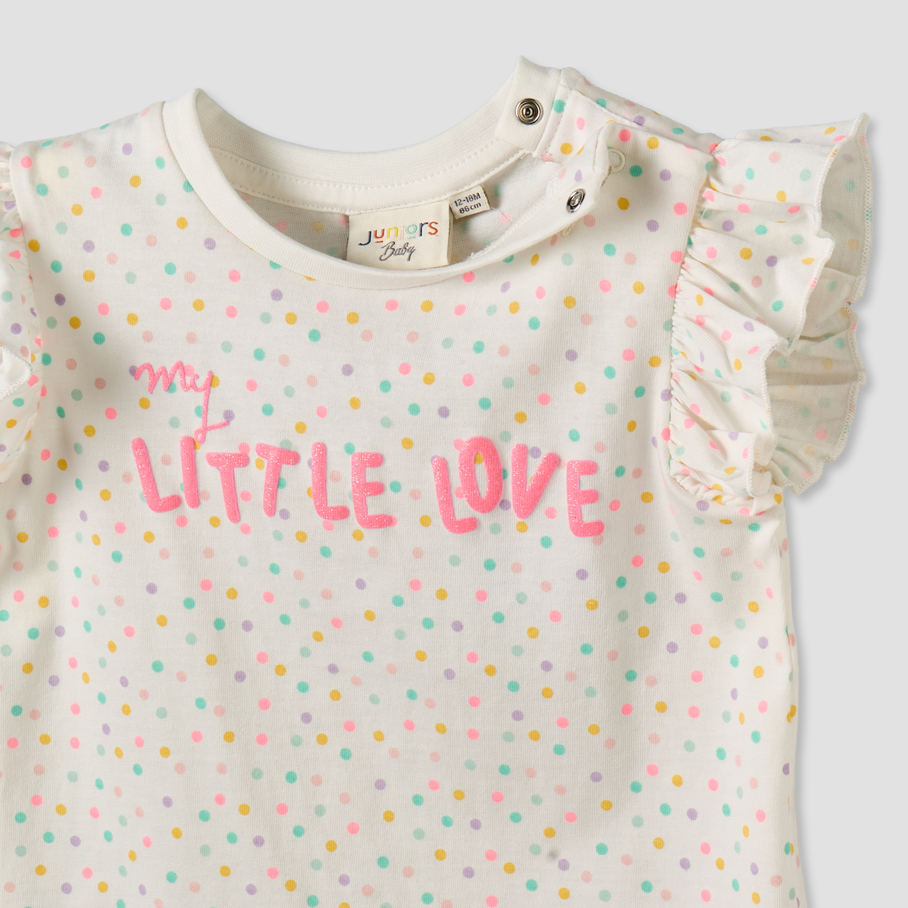 Juniors Crew Neck Sleeveless T-shirt with Polka Dot Print-baby-girls-clothing-tshirts-image-4