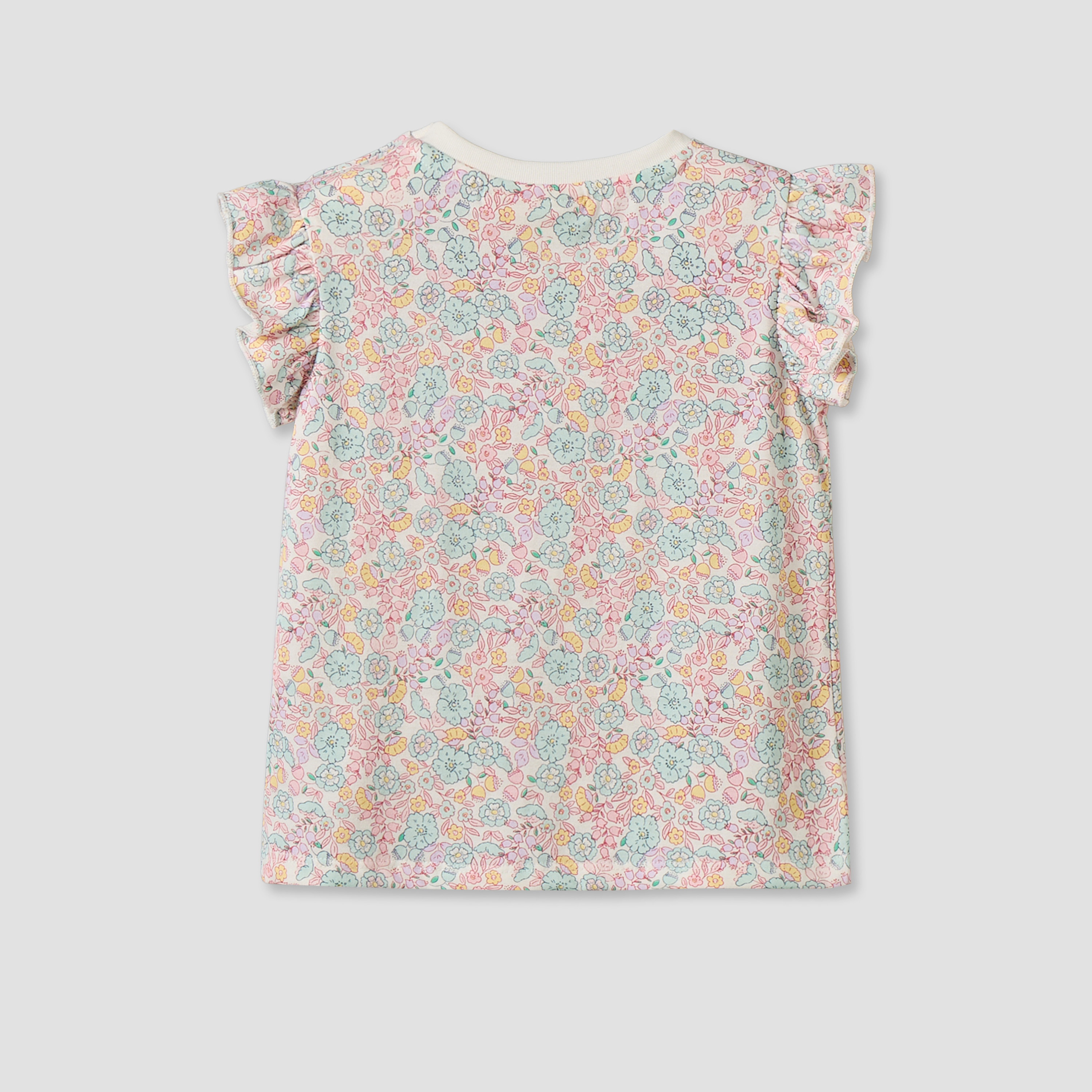 Juniors Crew Neck Sleeveless T-shirt with Floral Print-baby-girls-clothing-tshirts-image-3
