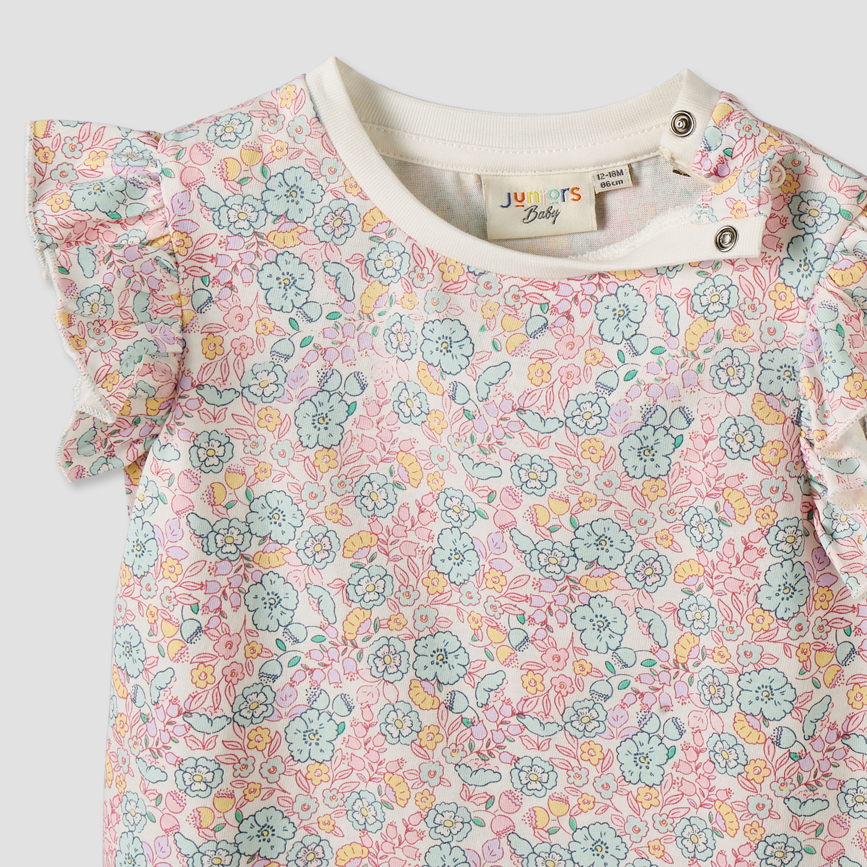Juniors Crew Neck Sleeveless T-shirt with Floral Print-baby-girls-clothing-tshirts-image-4