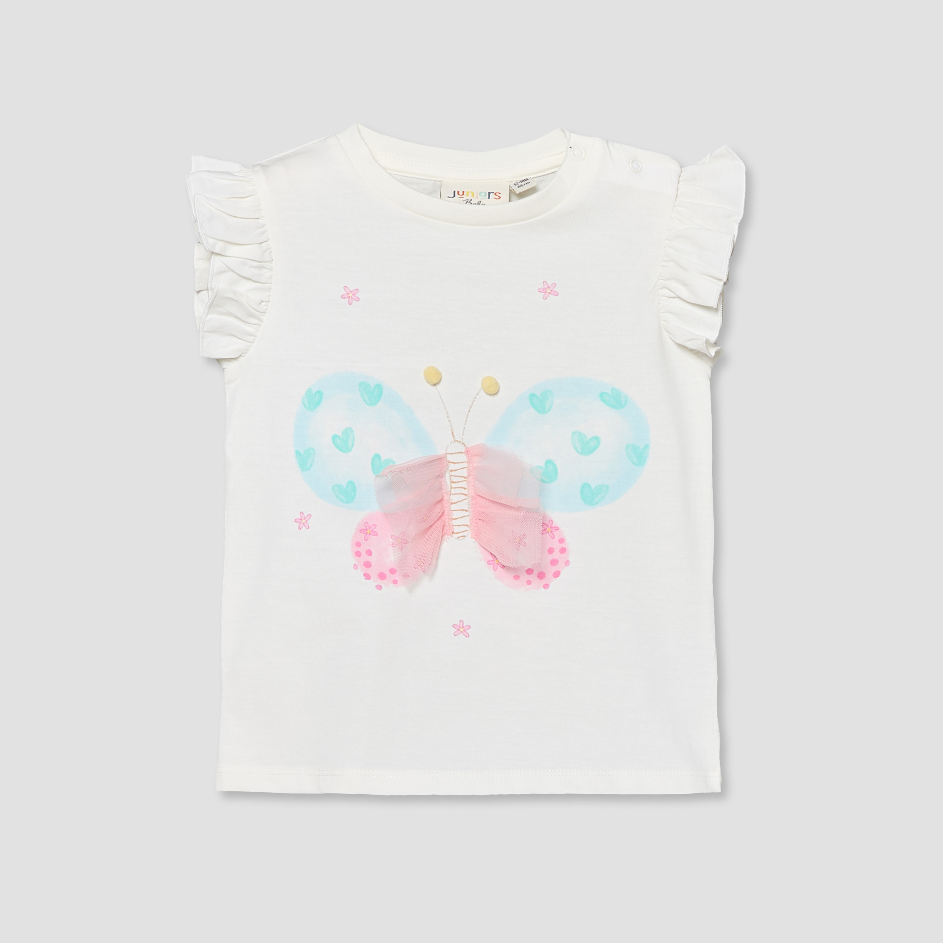 تيشيرت بياقة مستديرة وأكمام قصيرة وطبعات فراشة من جونيورز-baby-girls-clothing-tshirts-image-1