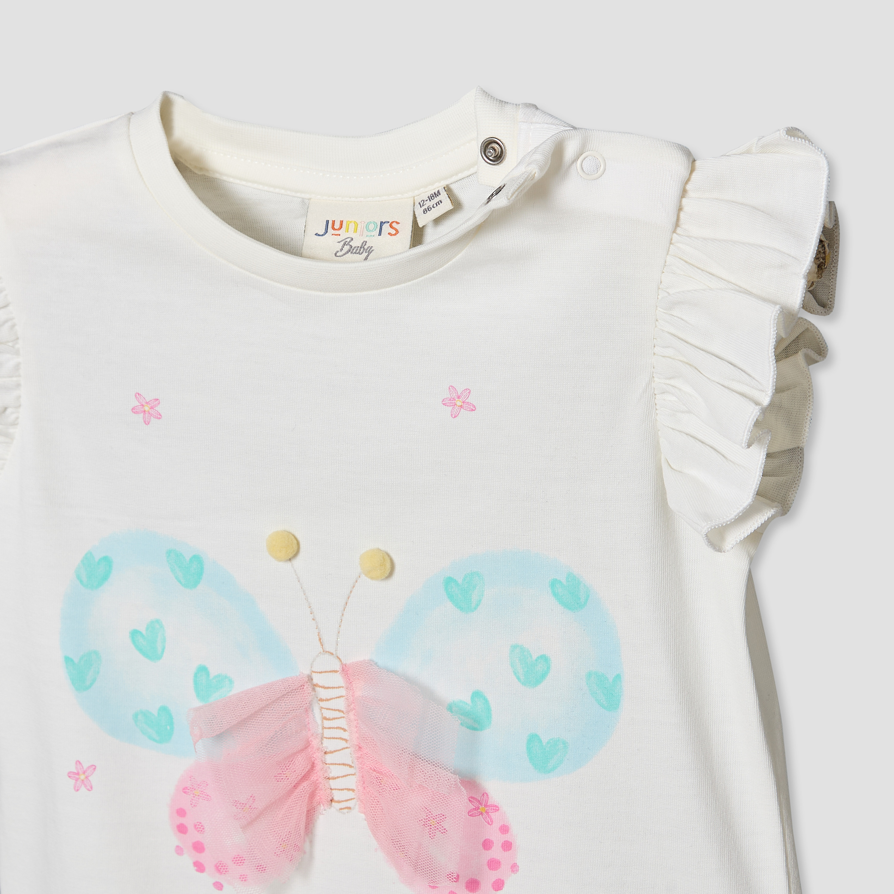 تيشيرت بياقة مستديرة وأكمام قصيرة وطبعات فراشة من جونيورز-baby-girls-clothing-tshirts-image-3