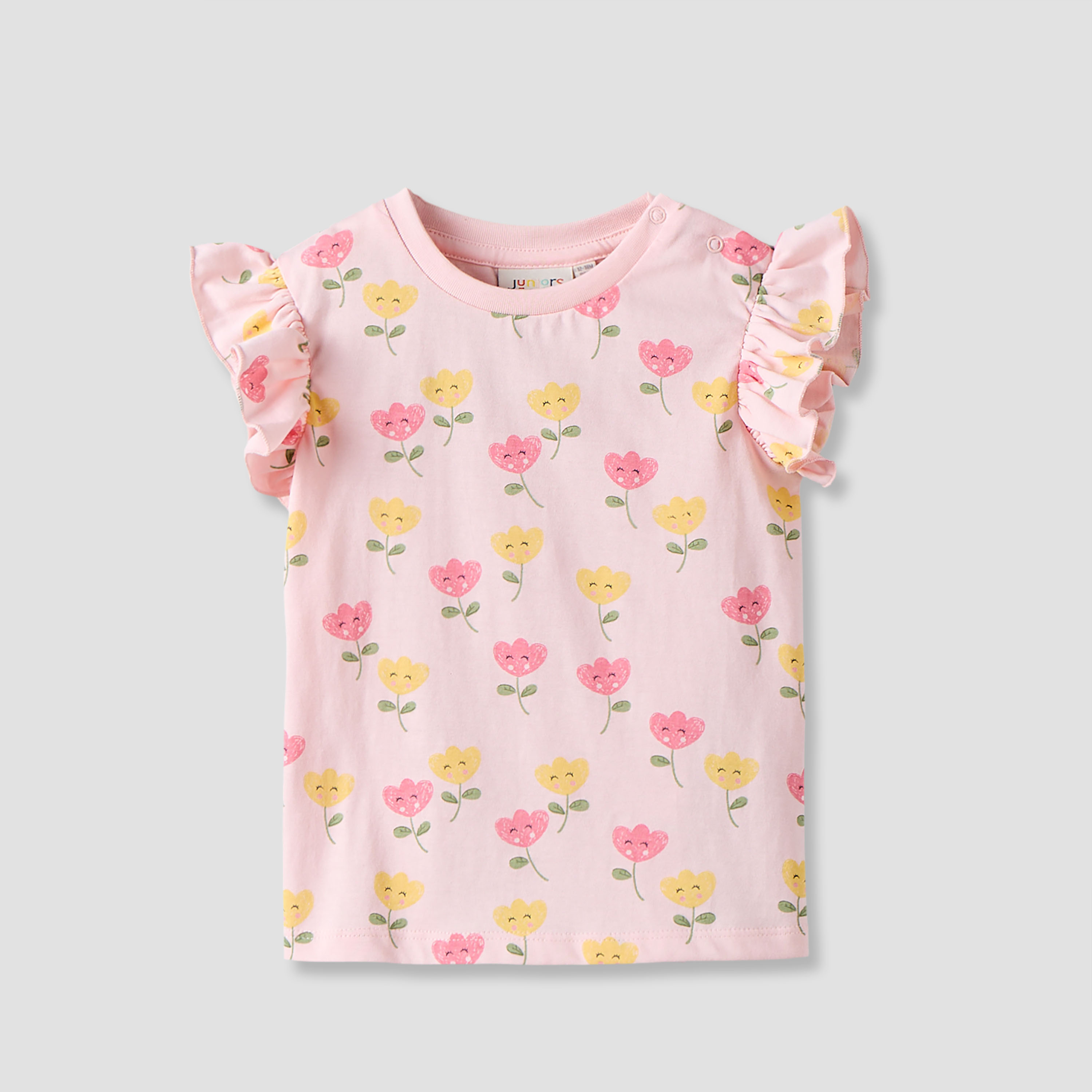 Juniors Round Neck Short Sleeves T-shirt with Print-baby-girls-clothing-tshirts-image-2
