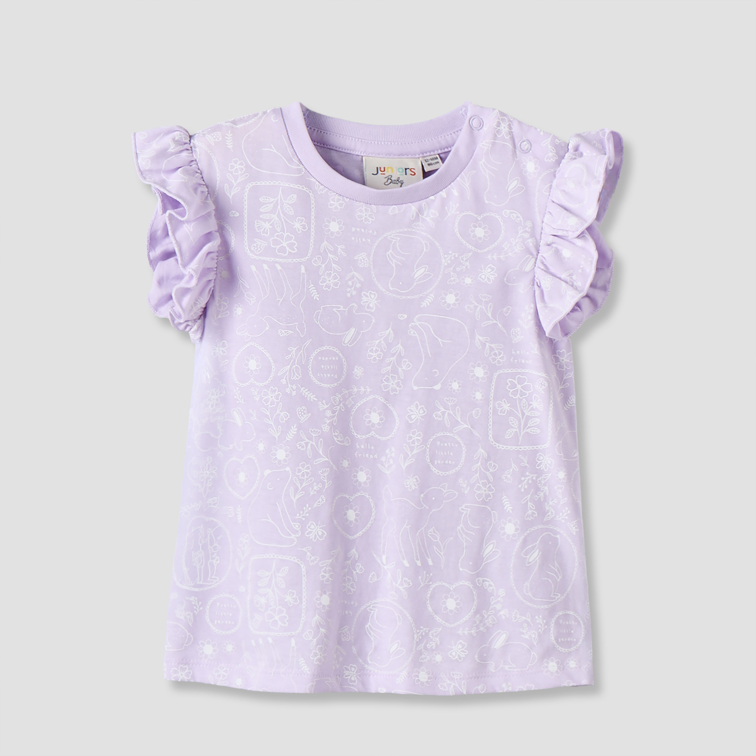 تيشيرتات بياقة مستديرة وأكمام قصيرة وطبعات متنوعة من جونيورز - عبوة 3 قطع-baby-girls-clothing-tshirts-image-3