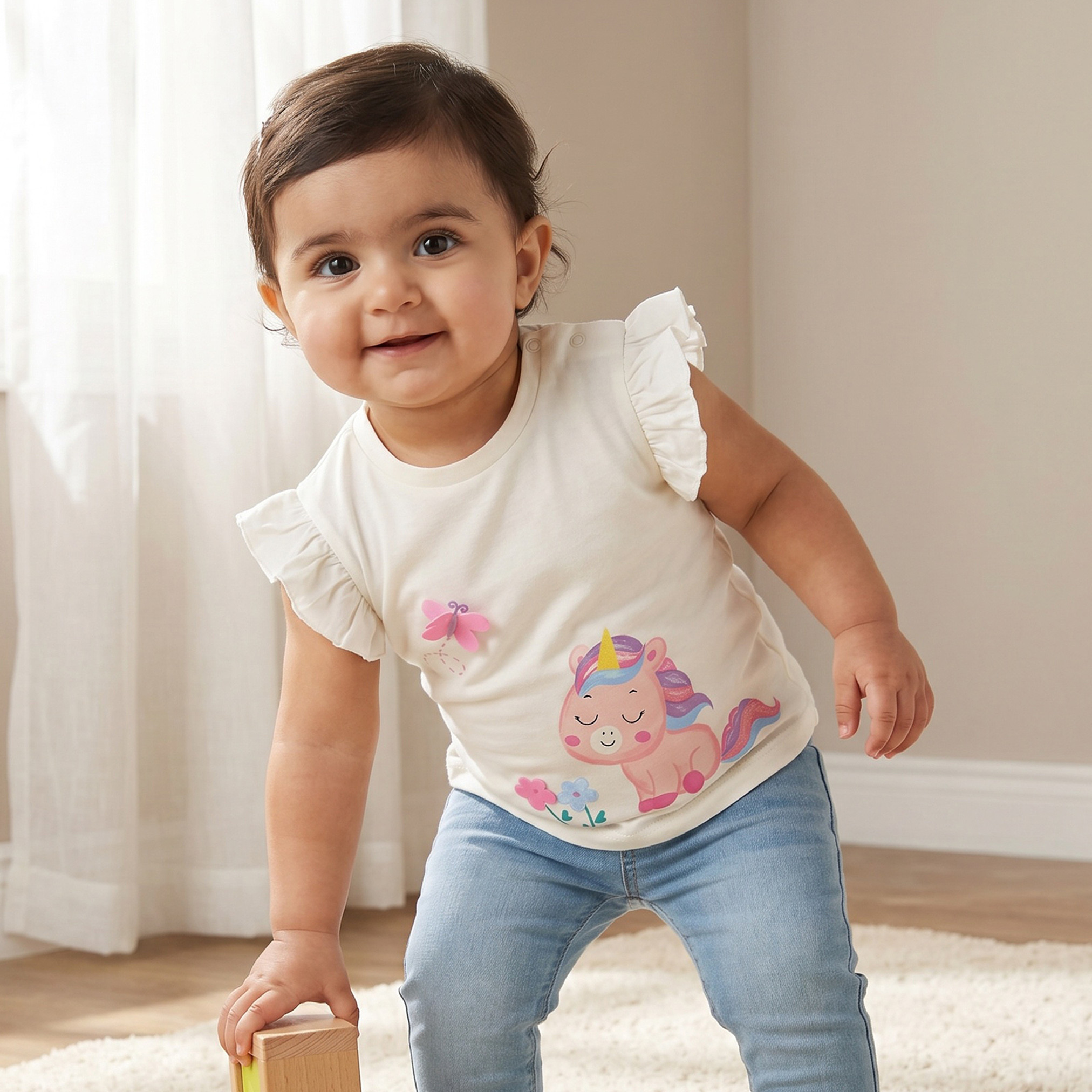 Pack of 3 Juniors Round Neck Short Sleeves T-shirt with Assorted Design-baby-girls-clothing-tshirts-image-2