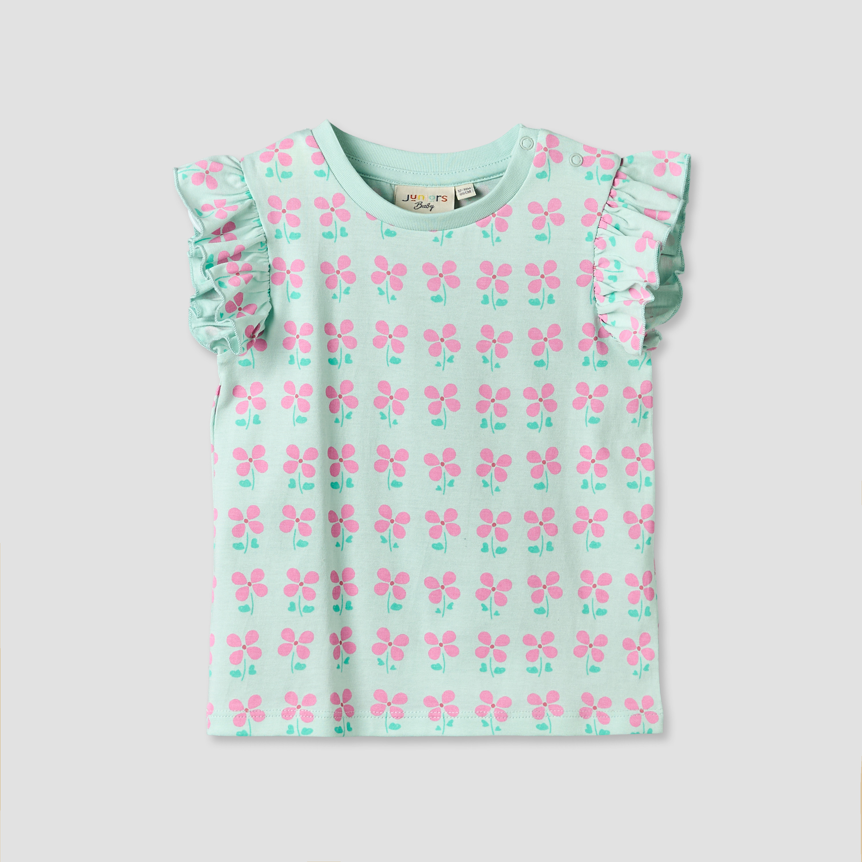 Pack of 3 Juniors Round Neck Short Sleeves T-shirt with Assorted Design-baby-girls-clothing-tshirts-image-5