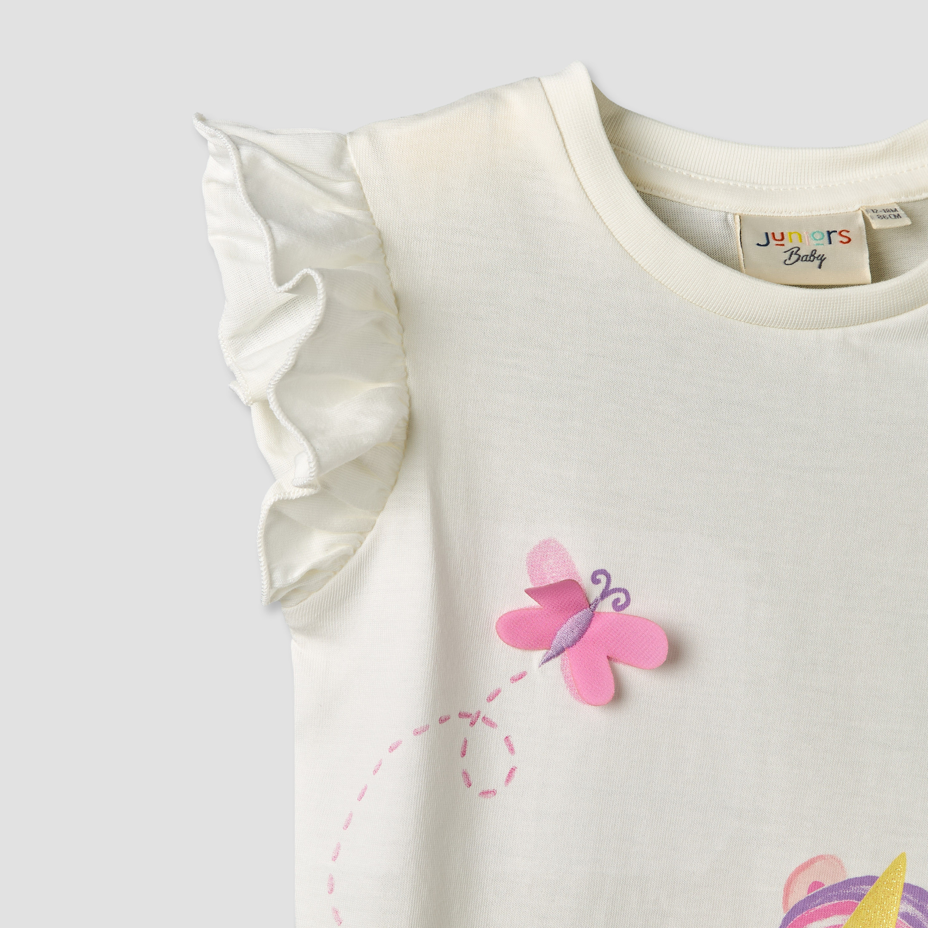 Pack of 3 Juniors Round Neck Short Sleeves T-shirt with Assorted Design-baby-girls-clothing-tshirts-image-9