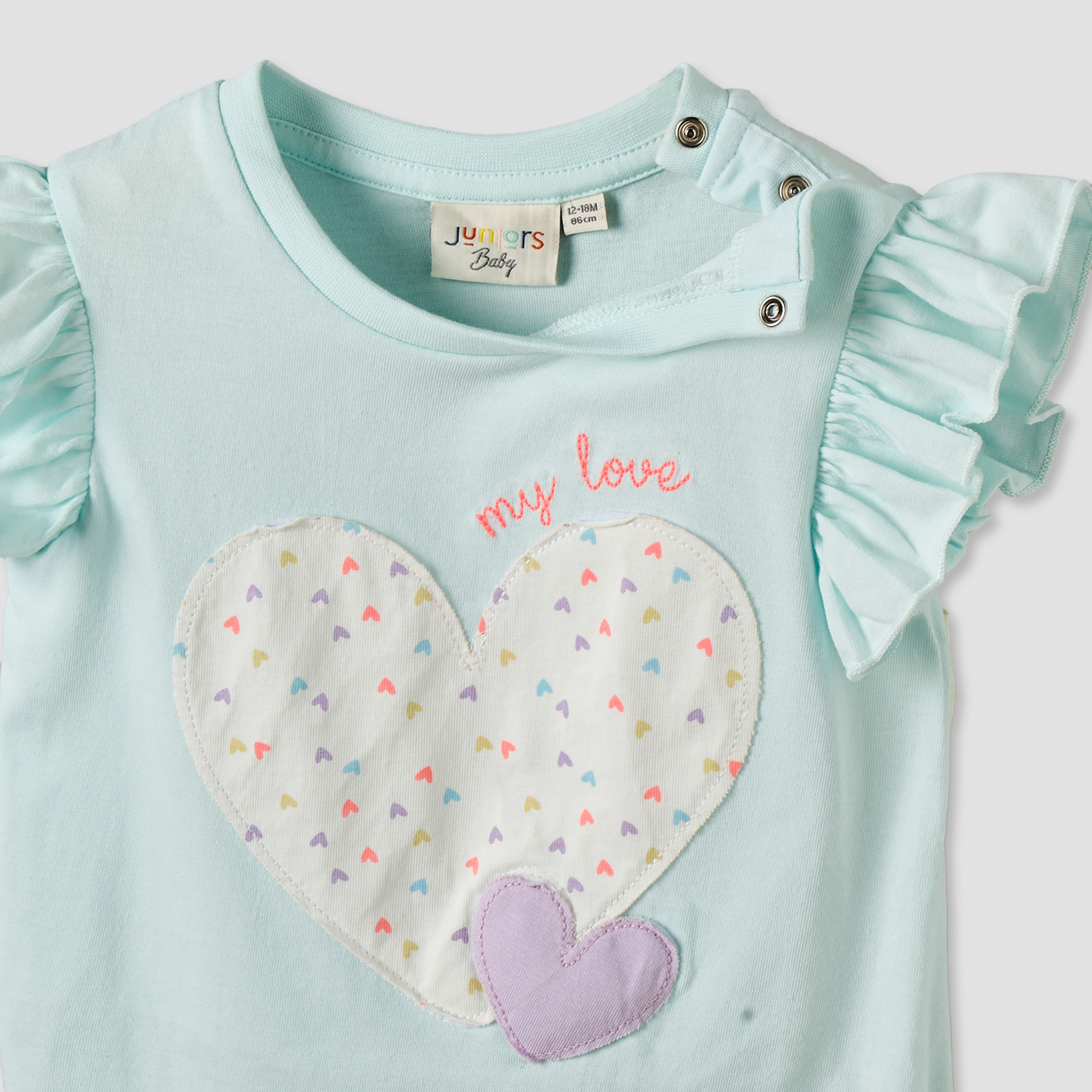 Juniors Crew Neck Sleeveless T-shirt with Heart Applique-baby-girls-clothing-tshirts-image-4