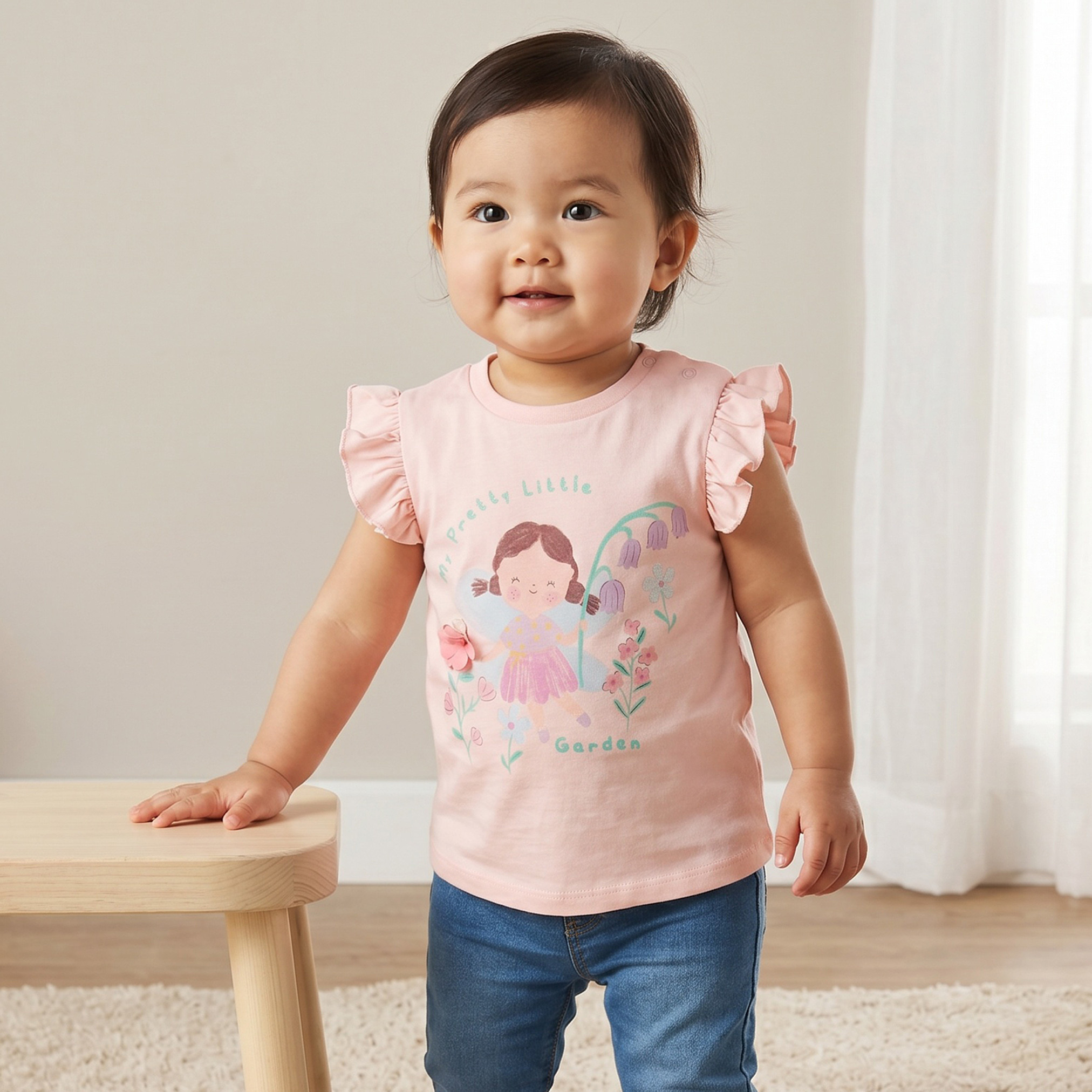 Juniors Crew Neck Sleeveless T-shirt with Fairy Print-baby-girls-clothing-tshirts-image-1
