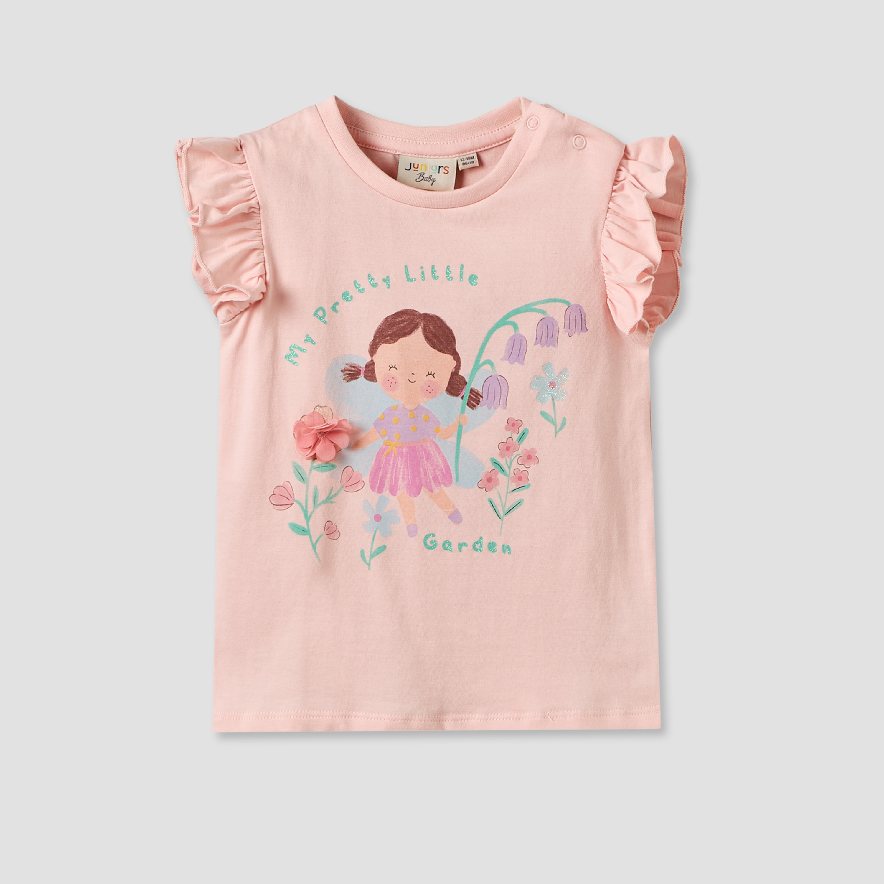 Juniors Crew Neck Sleeveless T-shirt with Fairy Print-baby-girls-clothing-tshirts-image-2