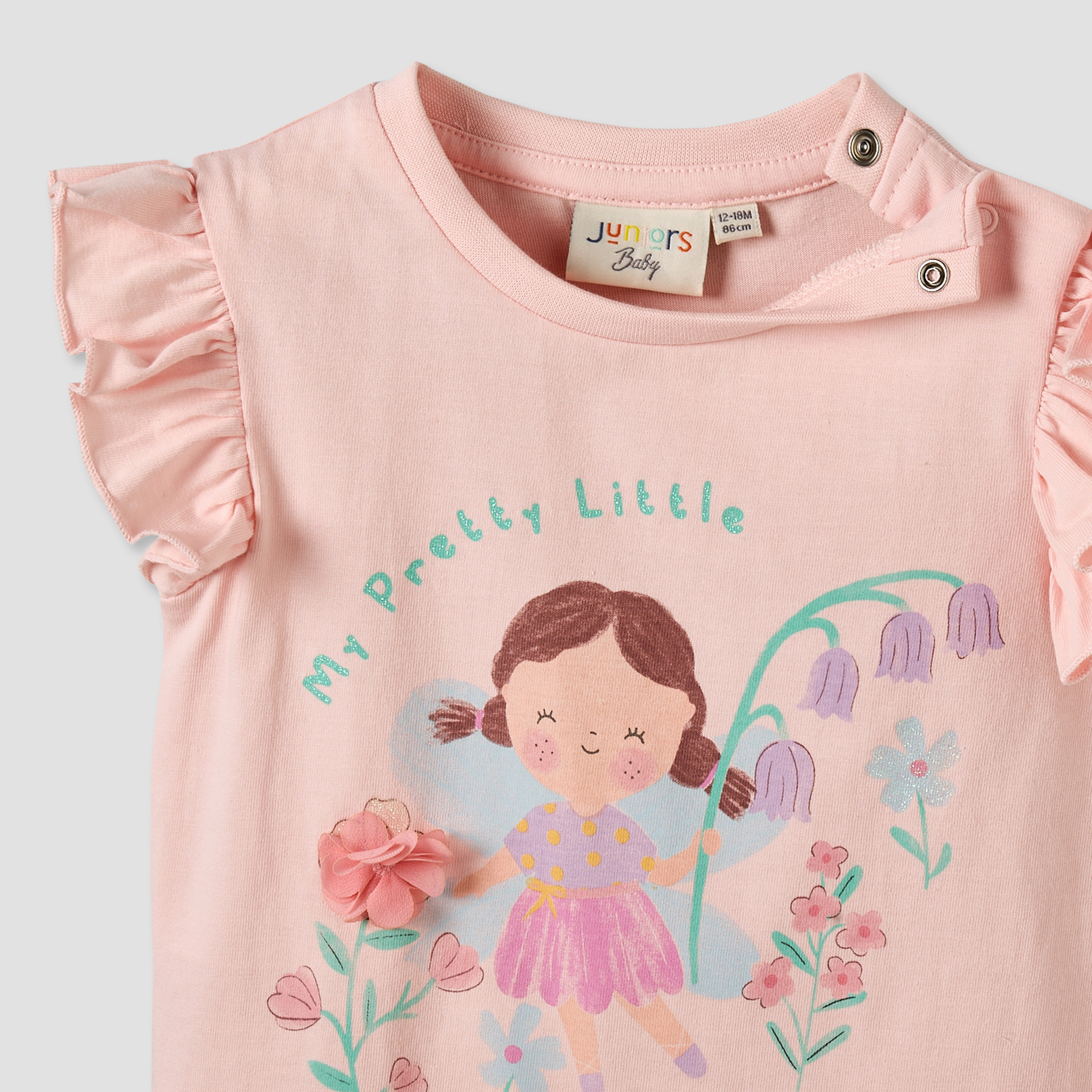 Juniors Crew Neck Sleeveless T-shirt with Fairy Print-baby-girls-clothing-tshirts-image-4