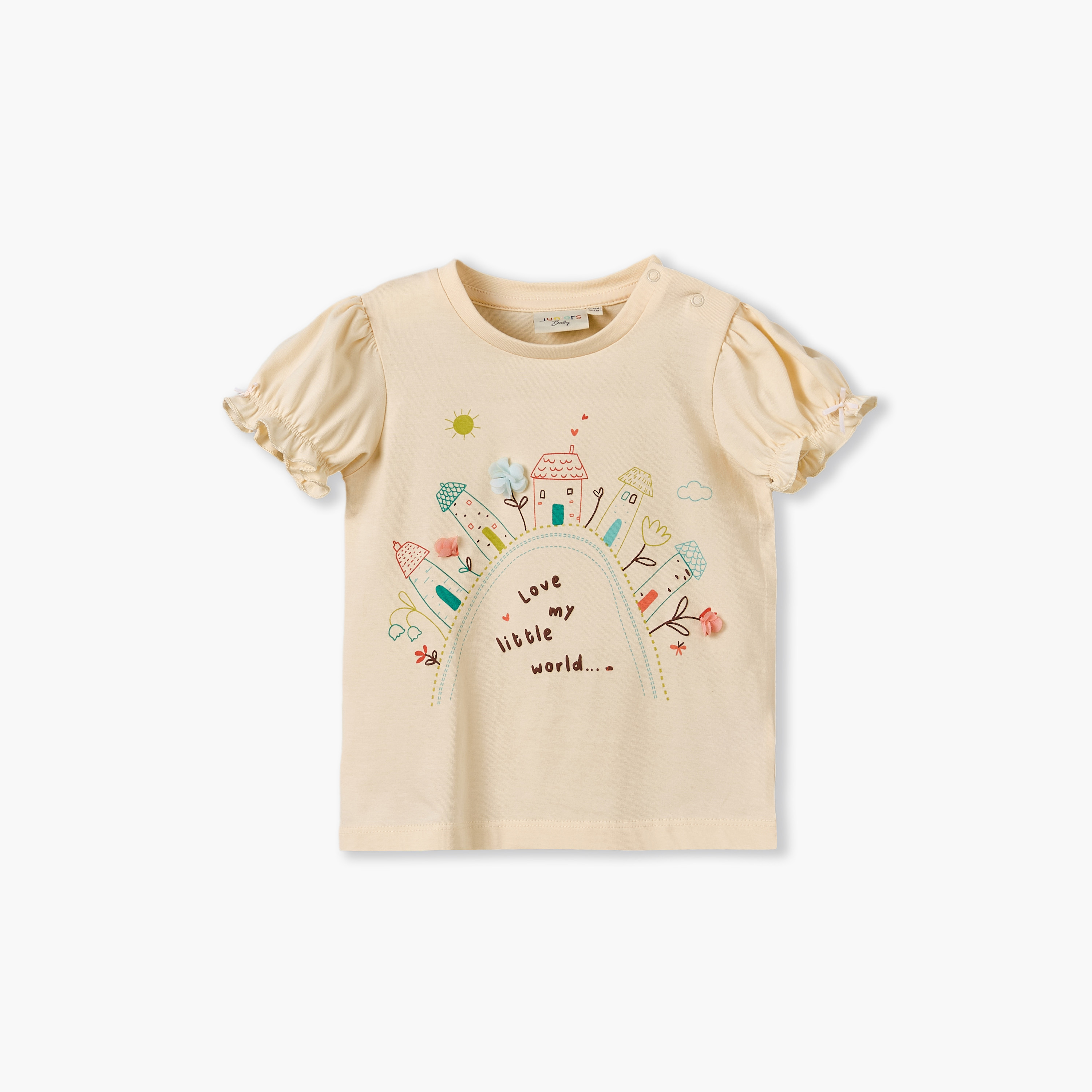 Juniors Crew Neck Short Sleeves T-shirt with Graphic Print-baby-girls-clothing-tshirts-image-1