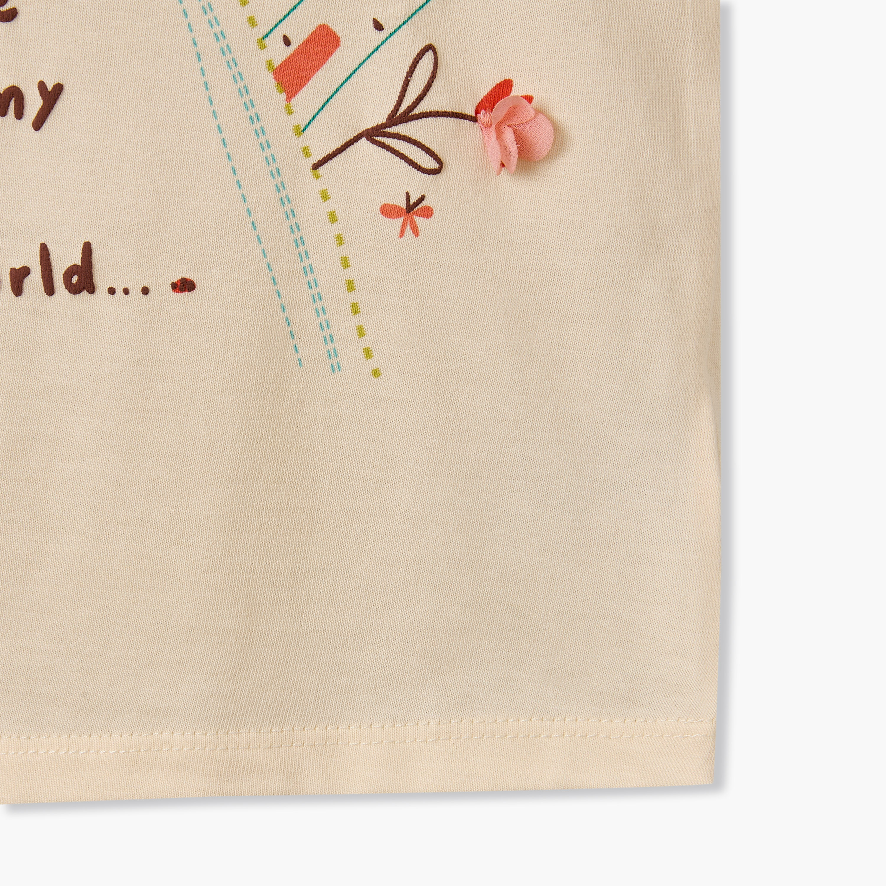 تيشيرت بياقة ضيقة وأكمام قصيرة وطبعات جرافيك من جونيورز-baby-girls-clothing-tshirts-image-5