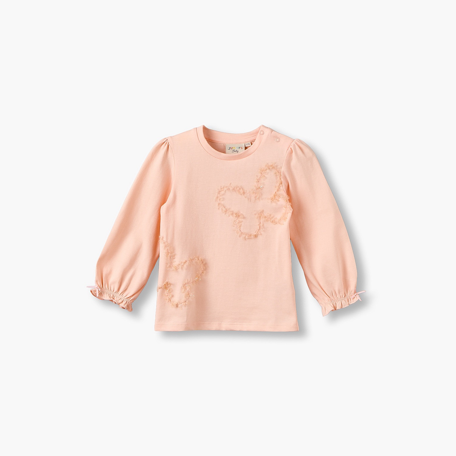 Juniors Crew Neck Short Sleeves T-shirt with Stripes-baby-girls-clothing-tshirts-image-2