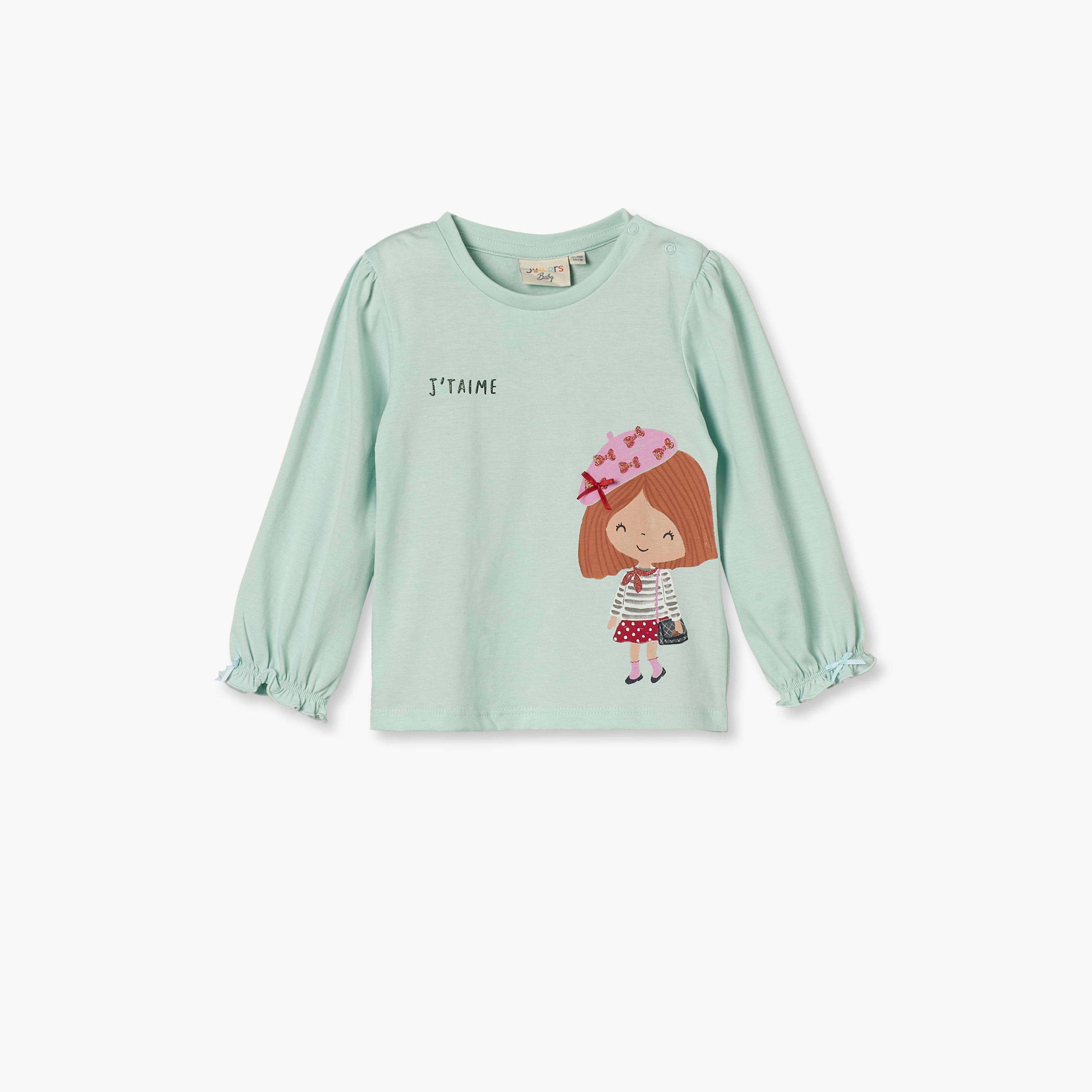 تيشيرت بأكمام طويلة وطبعات بنت وياقة ضيقة من جونيورز-baby-girls-clothing-tshirts-image-2
