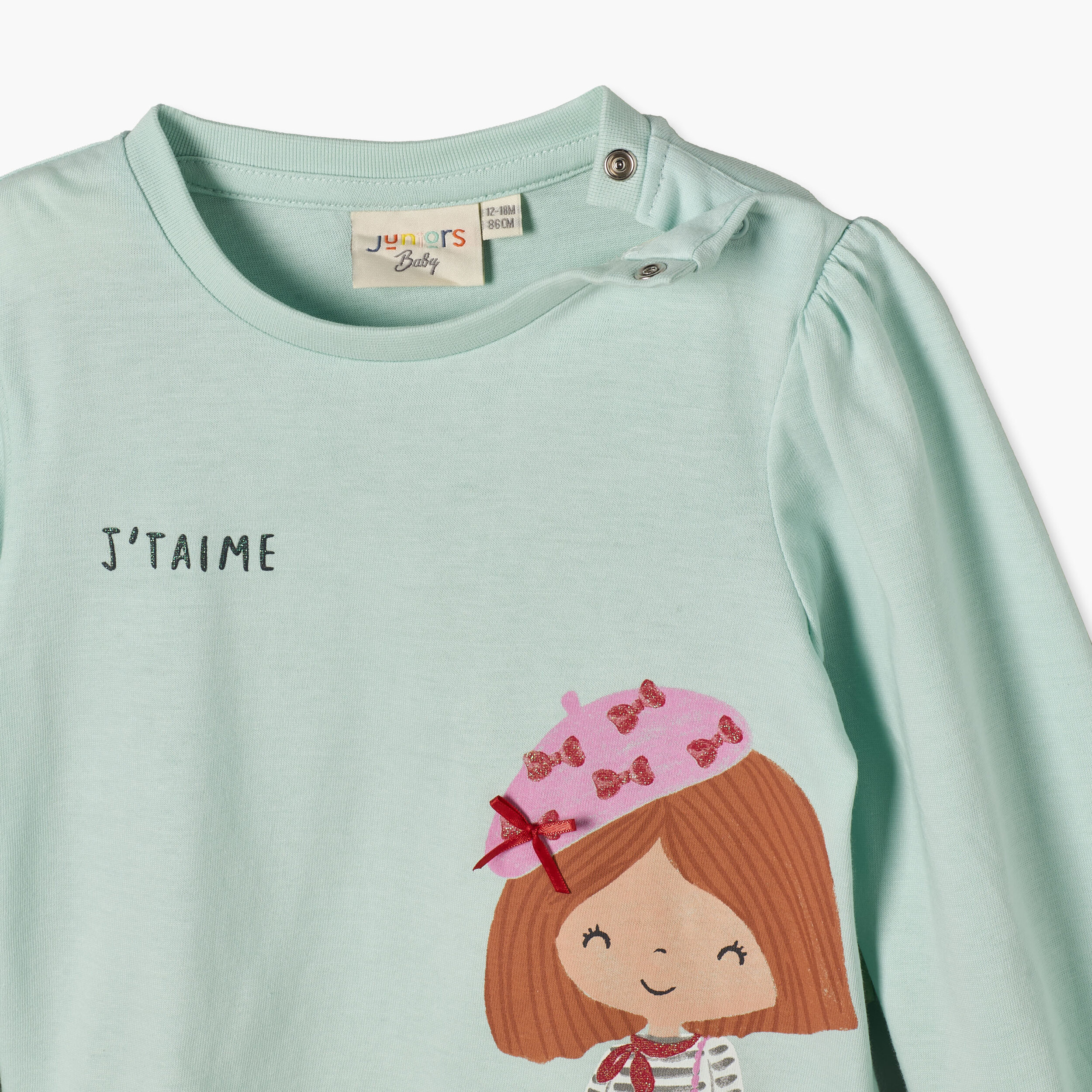 تيشيرت بأكمام طويلة وطبعات بنت وياقة ضيقة من جونيورز-baby-girls-clothing-tshirts-image-4