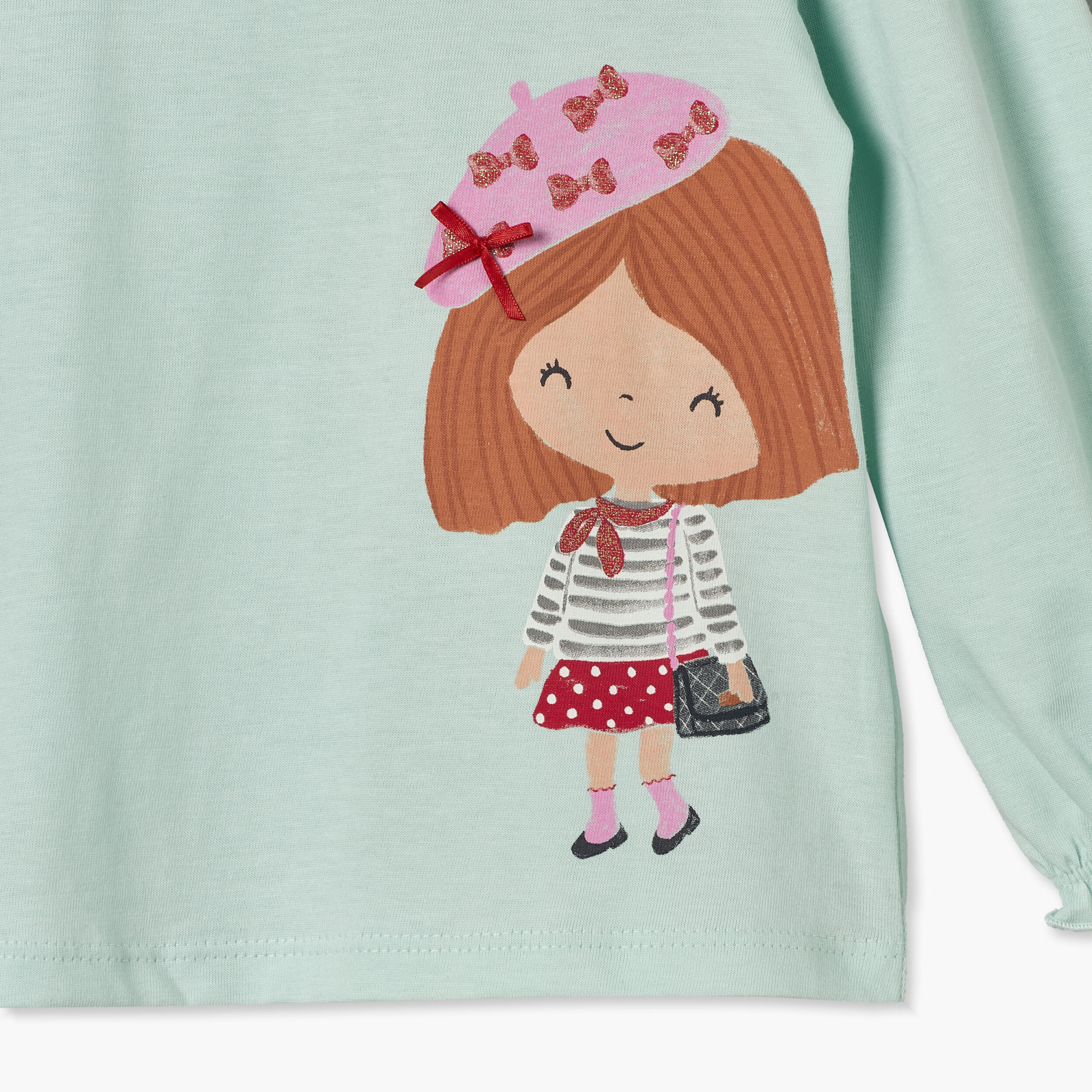 تيشيرت بأكمام طويلة وطبعات بنت وياقة ضيقة من جونيورز-baby-girls-clothing-tshirts-image-5