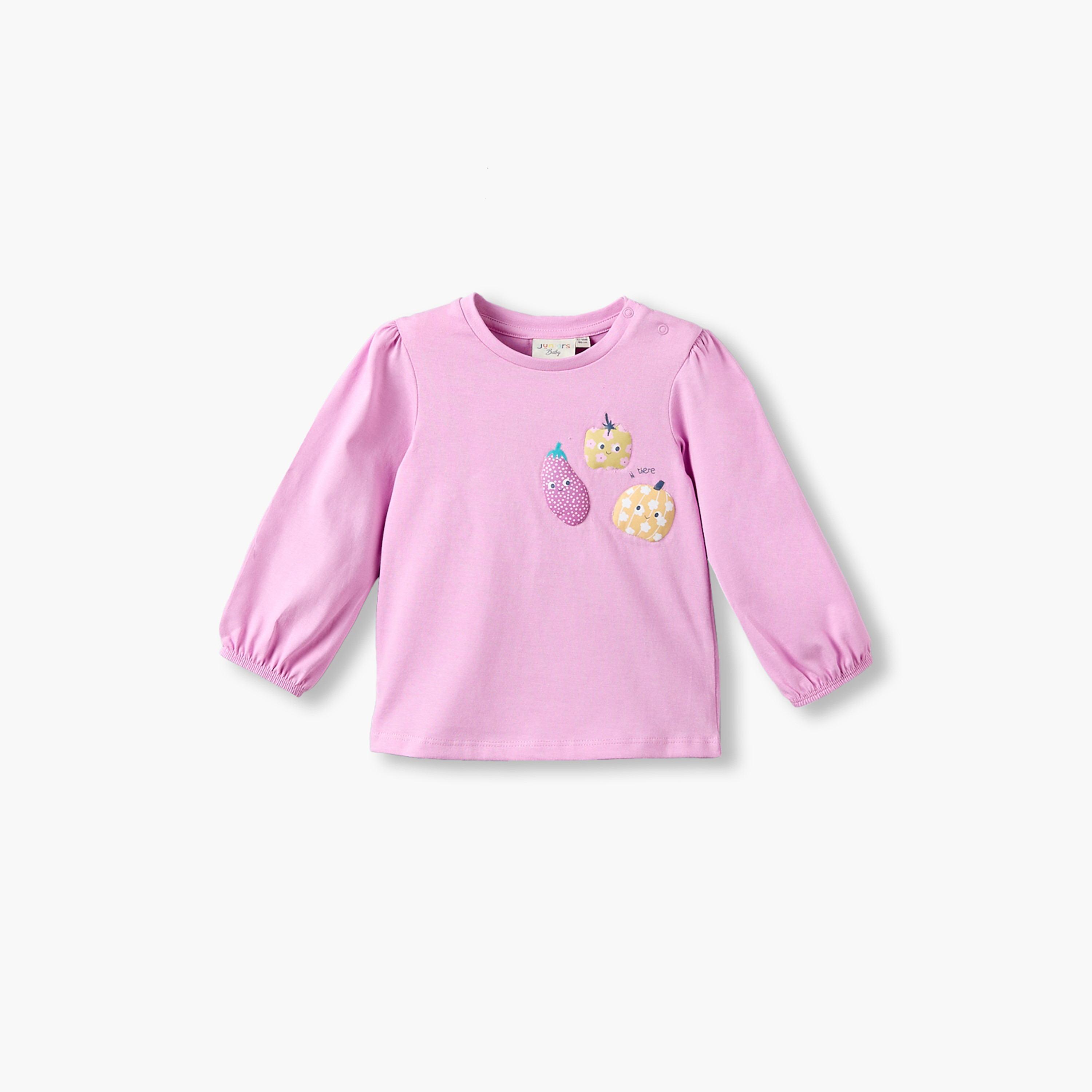 Pack of 3 Juniors Crew Neck Long Sleeves T-shirt with Vegetable Print-baby-girls-clothing-tshirts-image-4