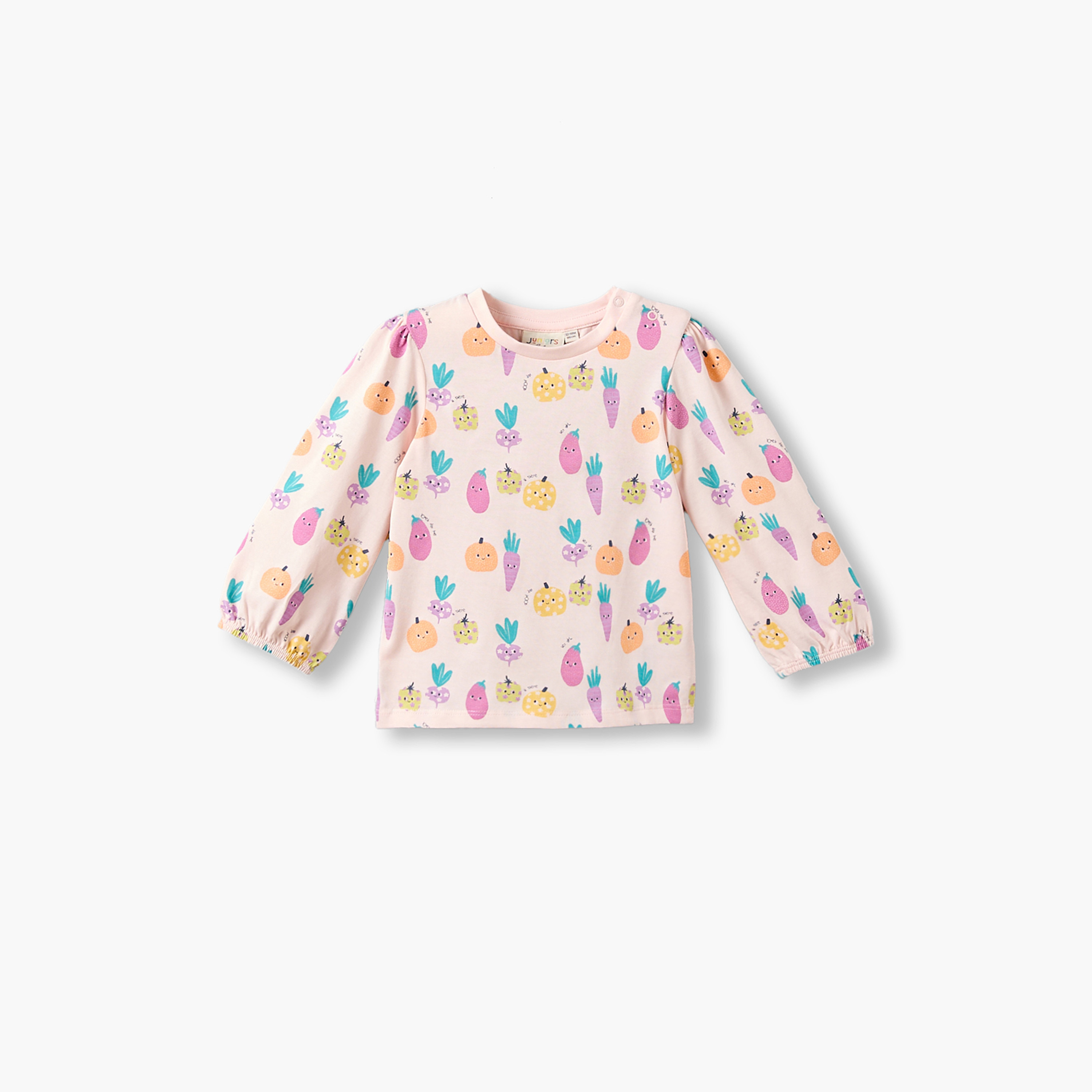 Pack of 3 Juniors Crew Neck Long Sleeves T-shirt with Vegetable Print-baby-girls-clothing-tshirts-image-5