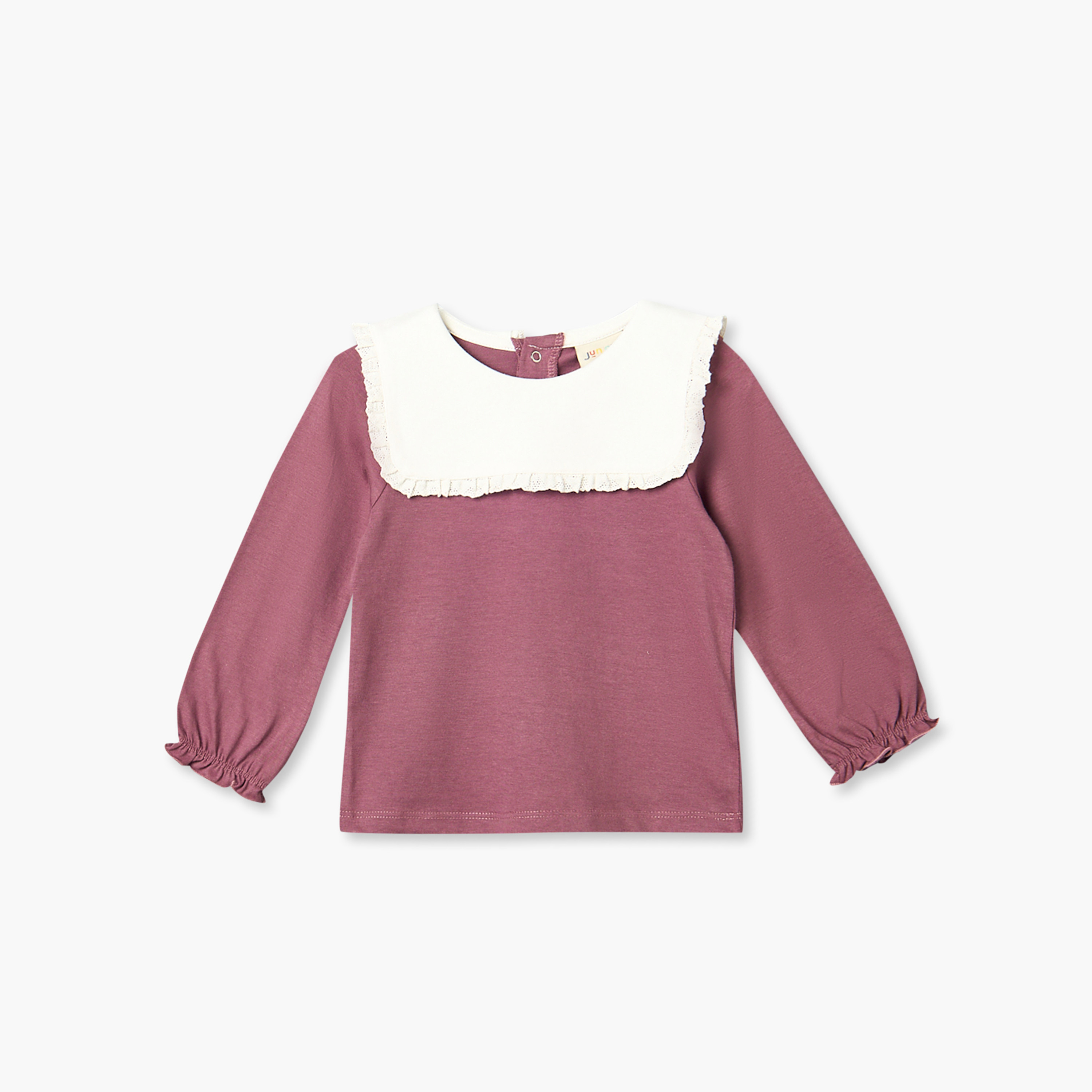 Pack of 2 Juniors Round Neck Long Sleeves Top with Floral Embroidery-baby-girls-clothing-tshirts-image-2