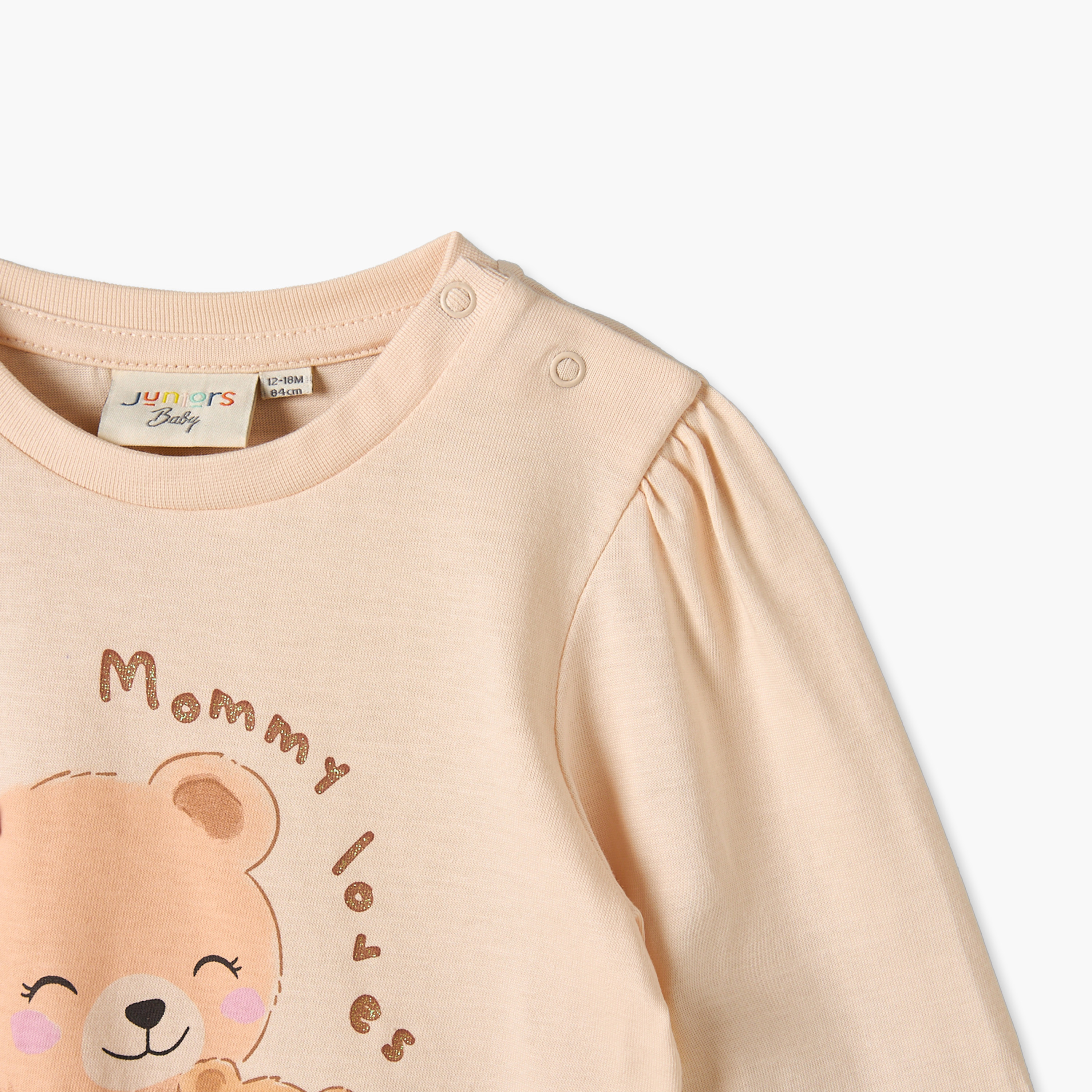 Pack of 2 Juniors Long Sleeves T-shirt with Teddy Bear Print-baby-girls-clothing-tshirts-image-7