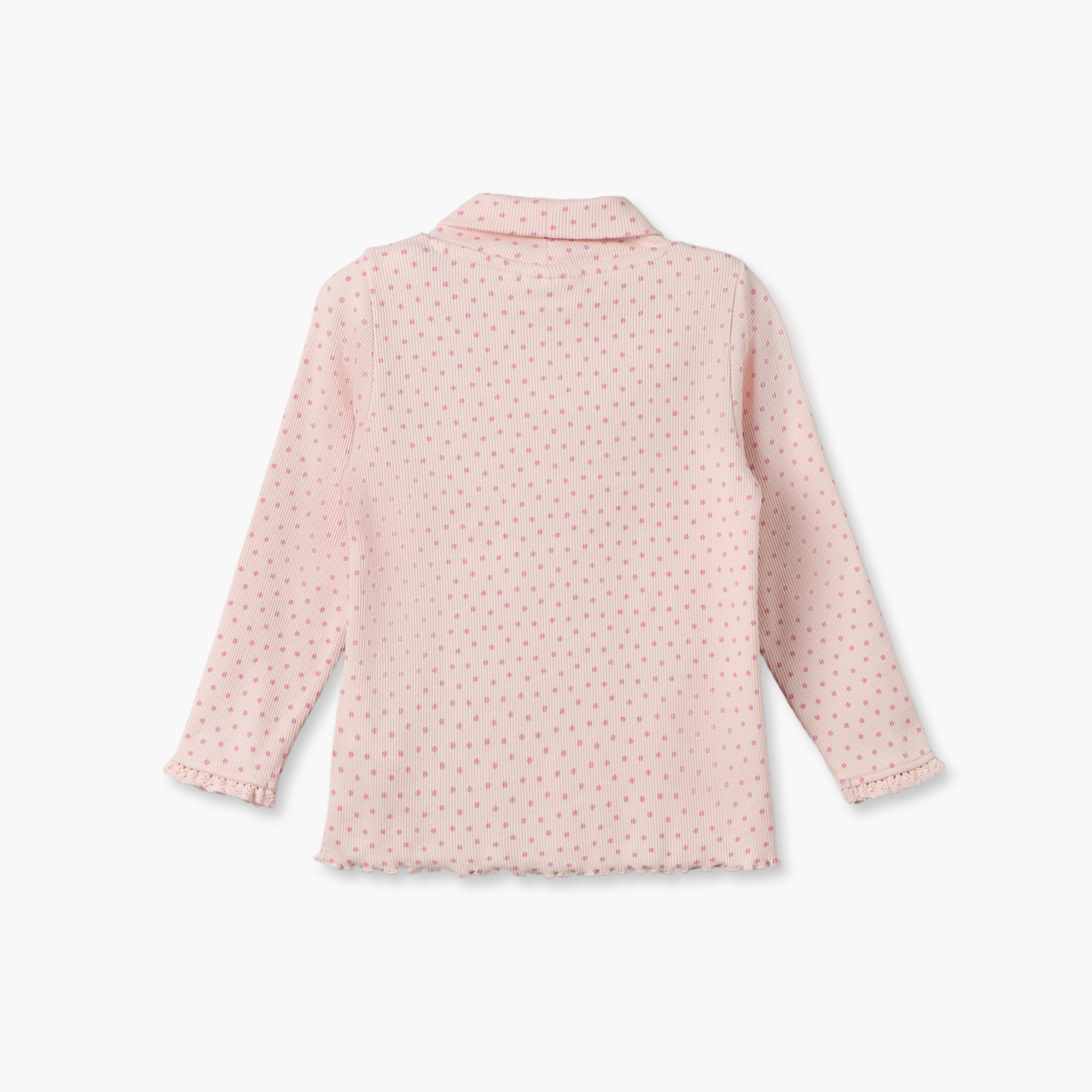 طقم تيشيرتات بياقة عالية وأكمام طويلة وحافة مموجة قطعتين من جونيورز-baby-girls-clothing-tshirts-image-2