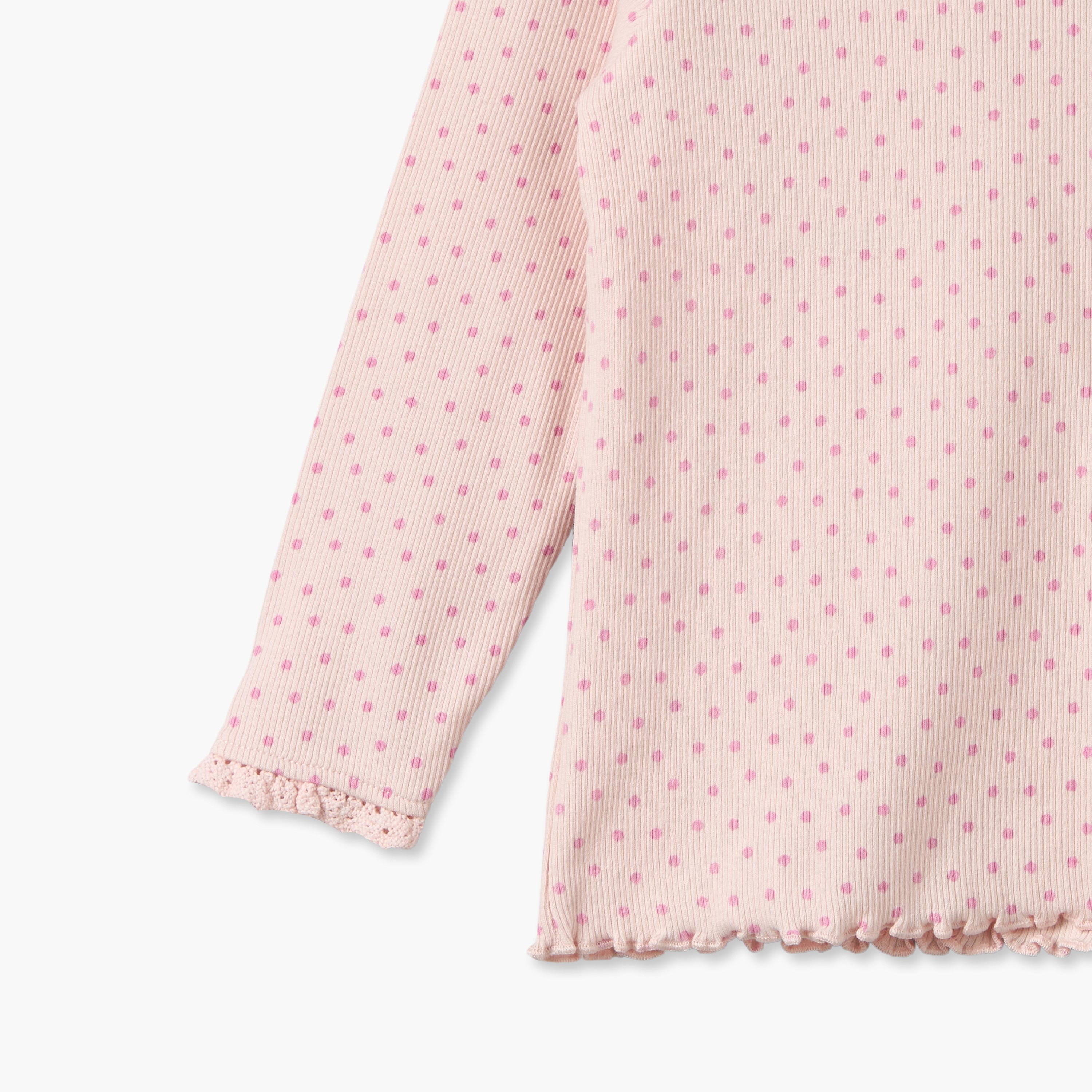طقم تيشيرتات بياقة عالية وأكمام طويلة وحافة مموجة قطعتين من جونيورز-baby-girls-clothing-tshirts-image-4