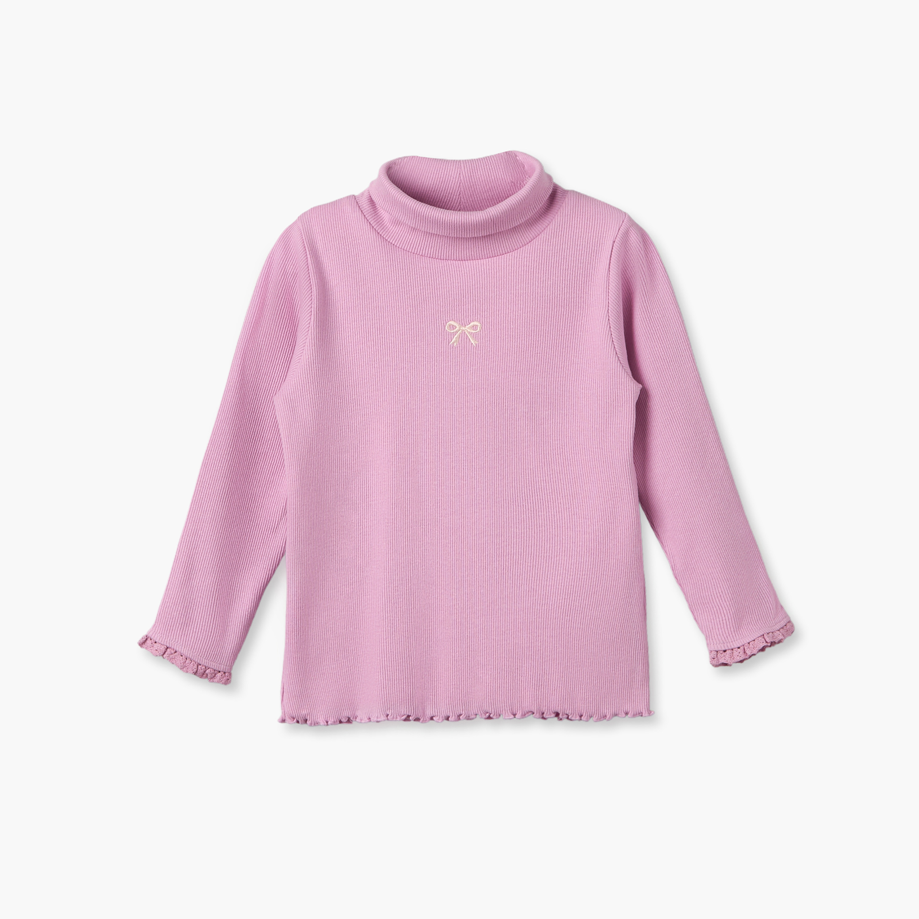 طقم تيشيرتات بياقة عالية وأكمام طويلة وحافة مموجة قطعتين من جونيورز-baby-girls-clothing-tshirts-image-5