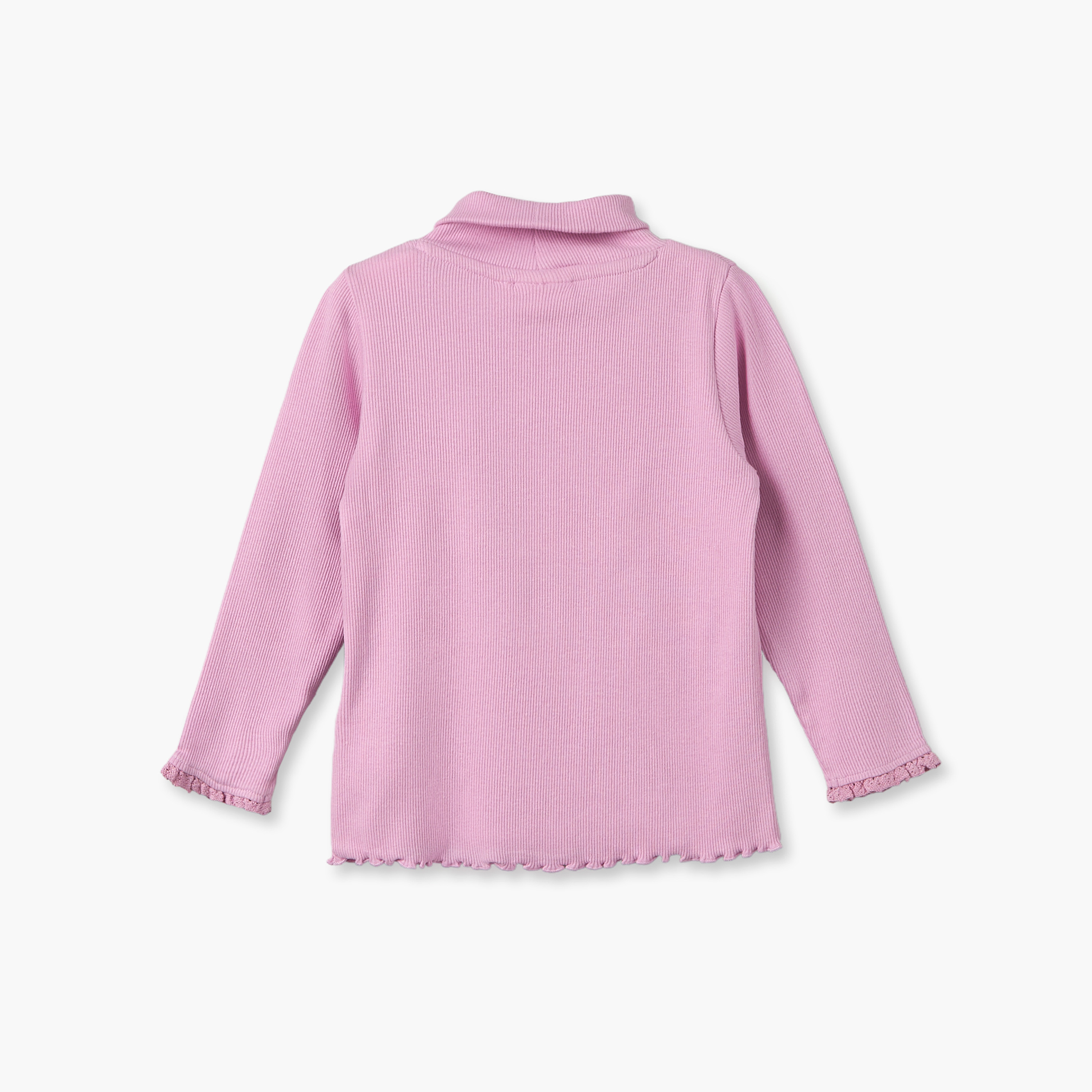 طقم تيشيرتات بياقة عالية وأكمام طويلة وحافة مموجة قطعتين من جونيورز-baby-girls-clothing-tshirts-image-6