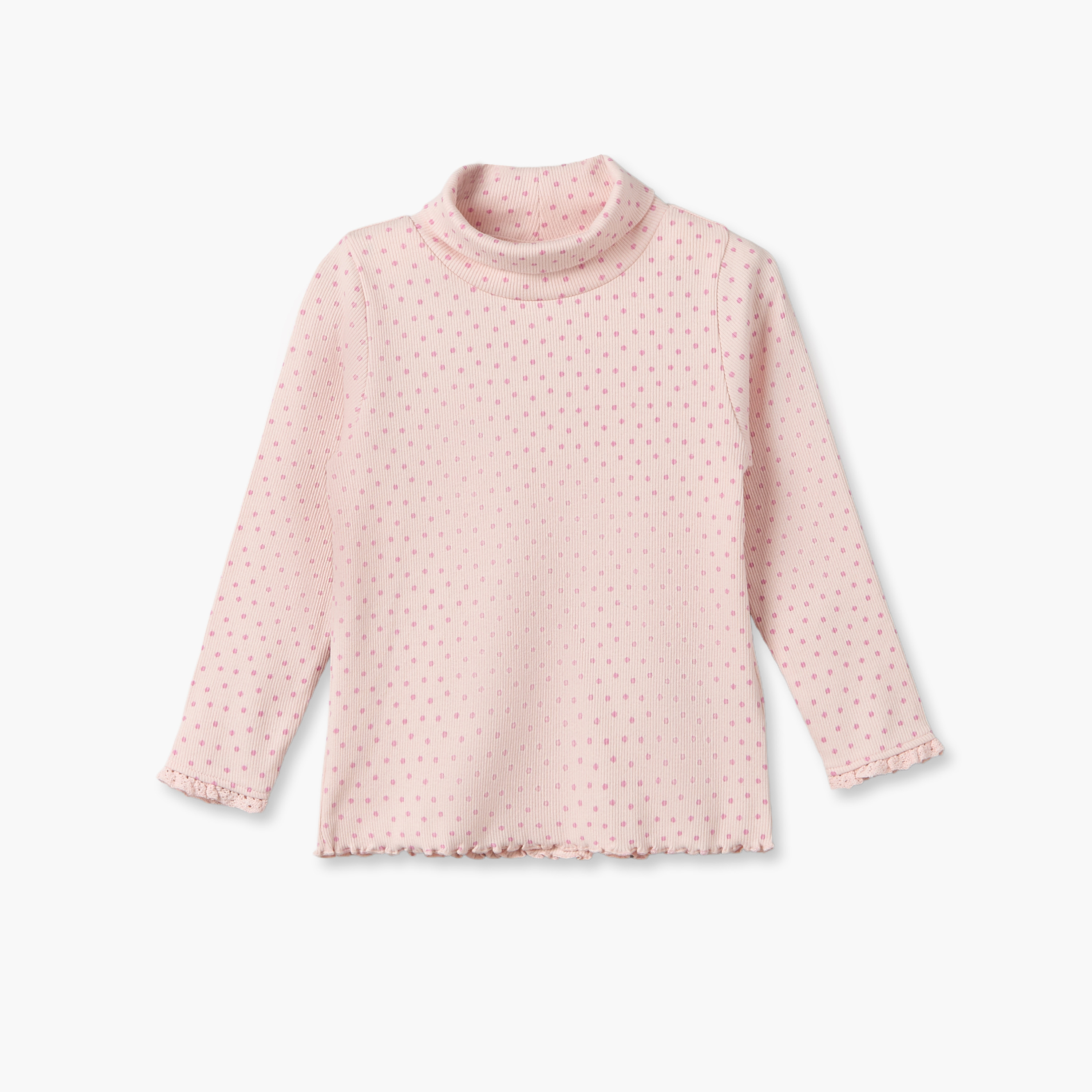 طقم تيشيرتات بياقة عالية وأكمام طويلة وحافة مموجة قطعتين من جونيورز-baby-girls-clothing-tshirts-image-7