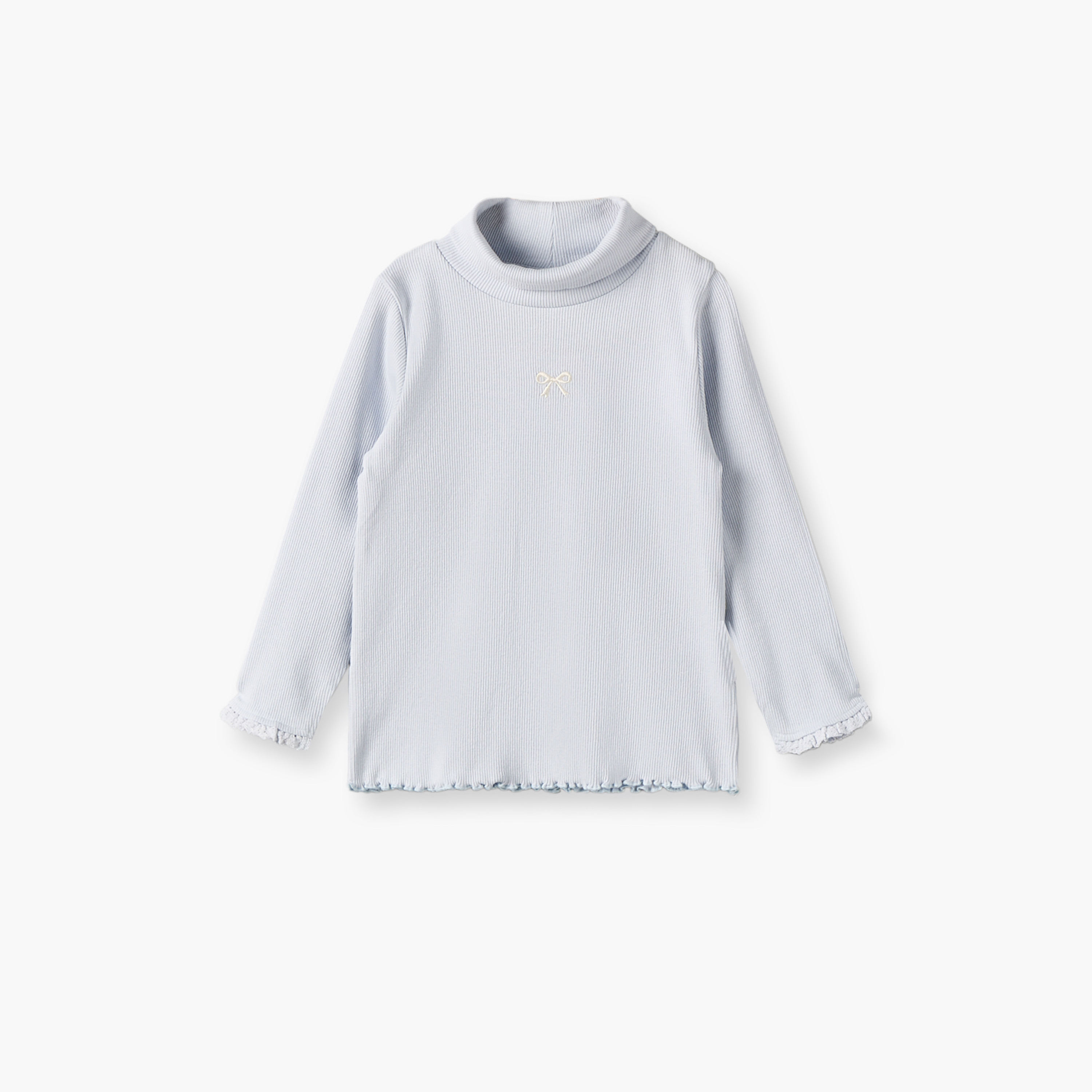 طقم تيشيرت بياقة عالية وأكمام طويلة بارز الملمس مضلع من جونيورز - قطعتين-baby-girls-clothing-tshirts-image-2