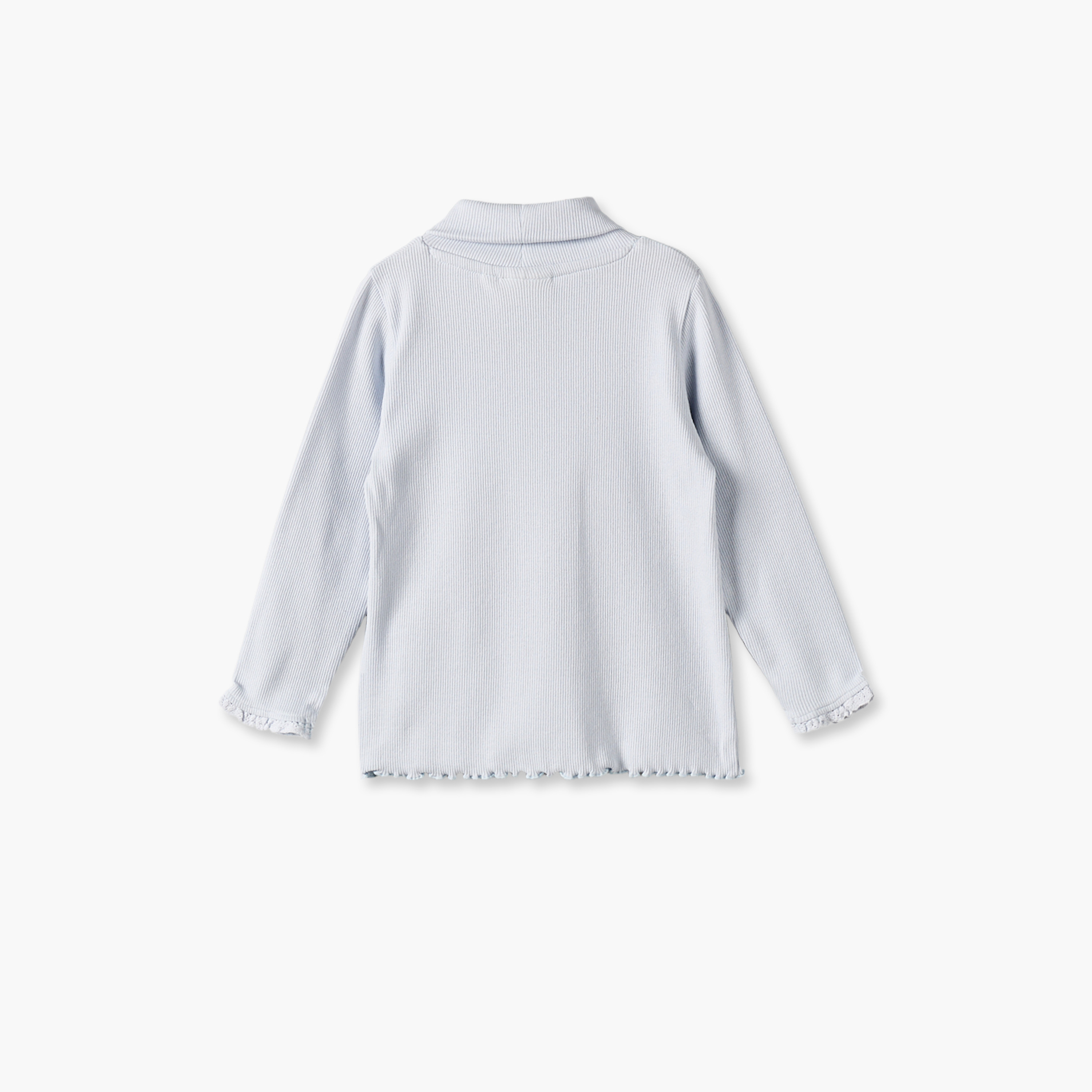 طقم تيشيرت بياقة عالية وأكمام طويلة بارز الملمس مضلع من جونيورز - قطعتين-baby-girls-clothing-tshirts-image-3