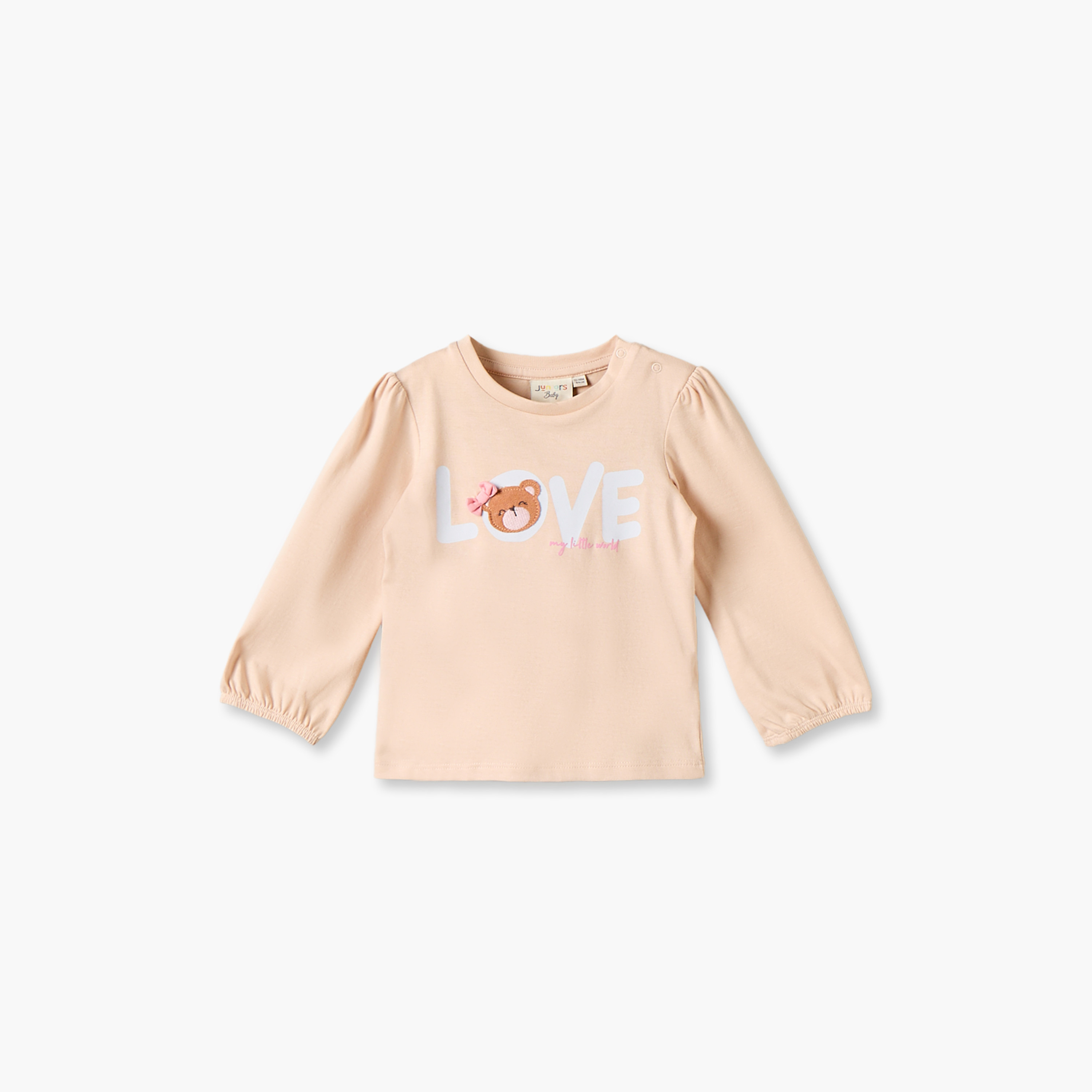 تيشيرت بياقة مستديرة وأكمام طويلة بطبعات دببة من جونيورز - عبوة من 3 قطع-baby-girls-clothing-tshirts-image-2