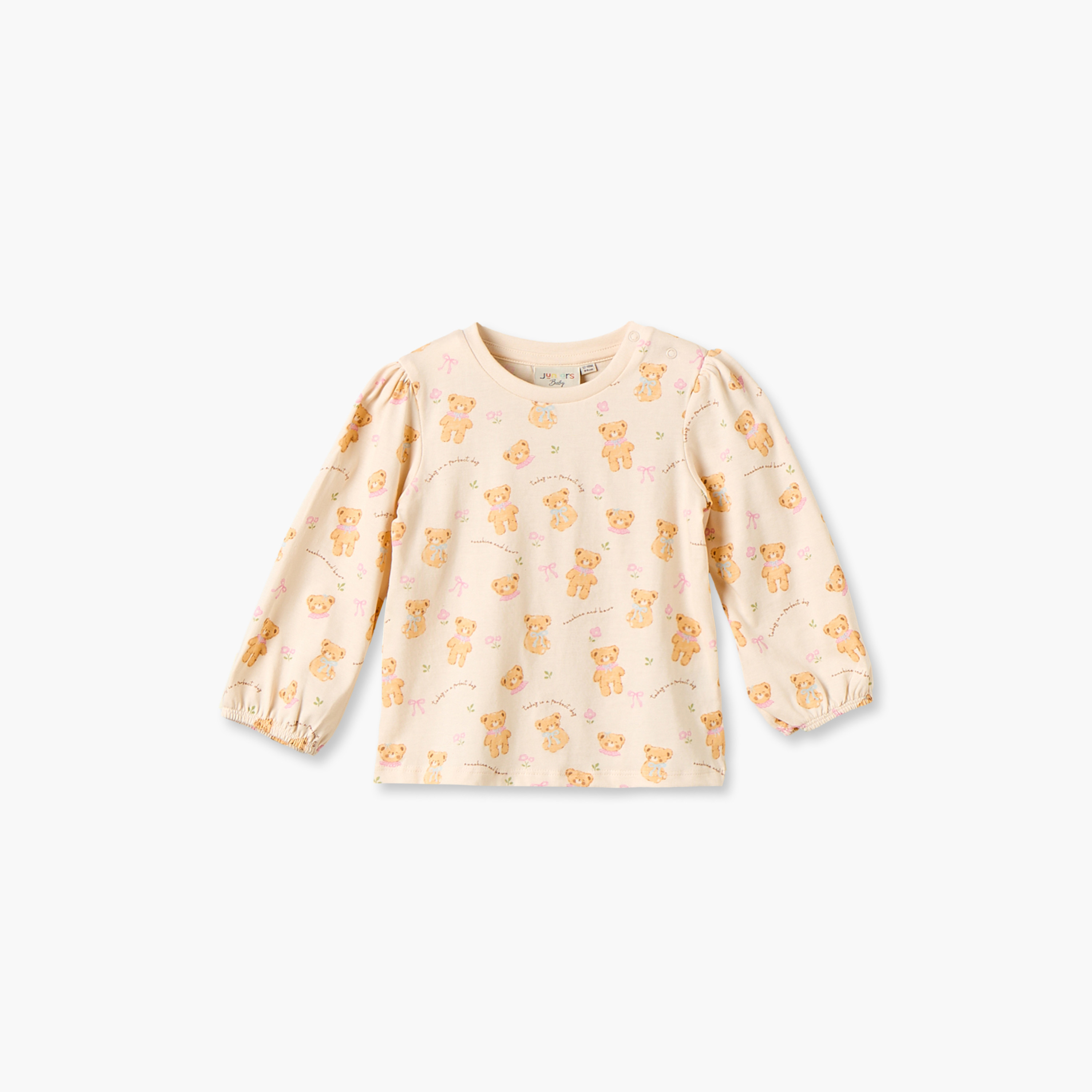تيشيرت بياقة مستديرة وأكمام طويلة بطبعات دببة من جونيورز - عبوة من 3 قطع-baby-girls-clothing-tshirts-image-5