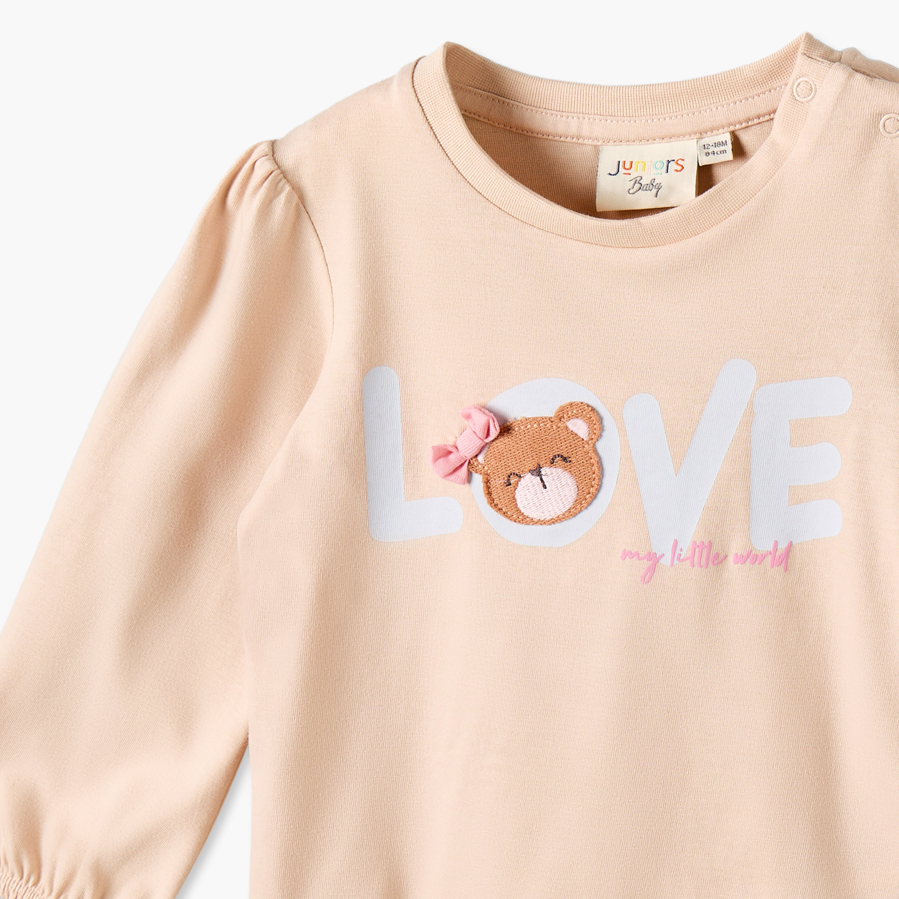 تيشيرت بياقة مستديرة وأكمام طويلة بطبعات دببة من جونيورز - عبوة من 3 قطع-baby-girls-clothing-tshirts-image-6