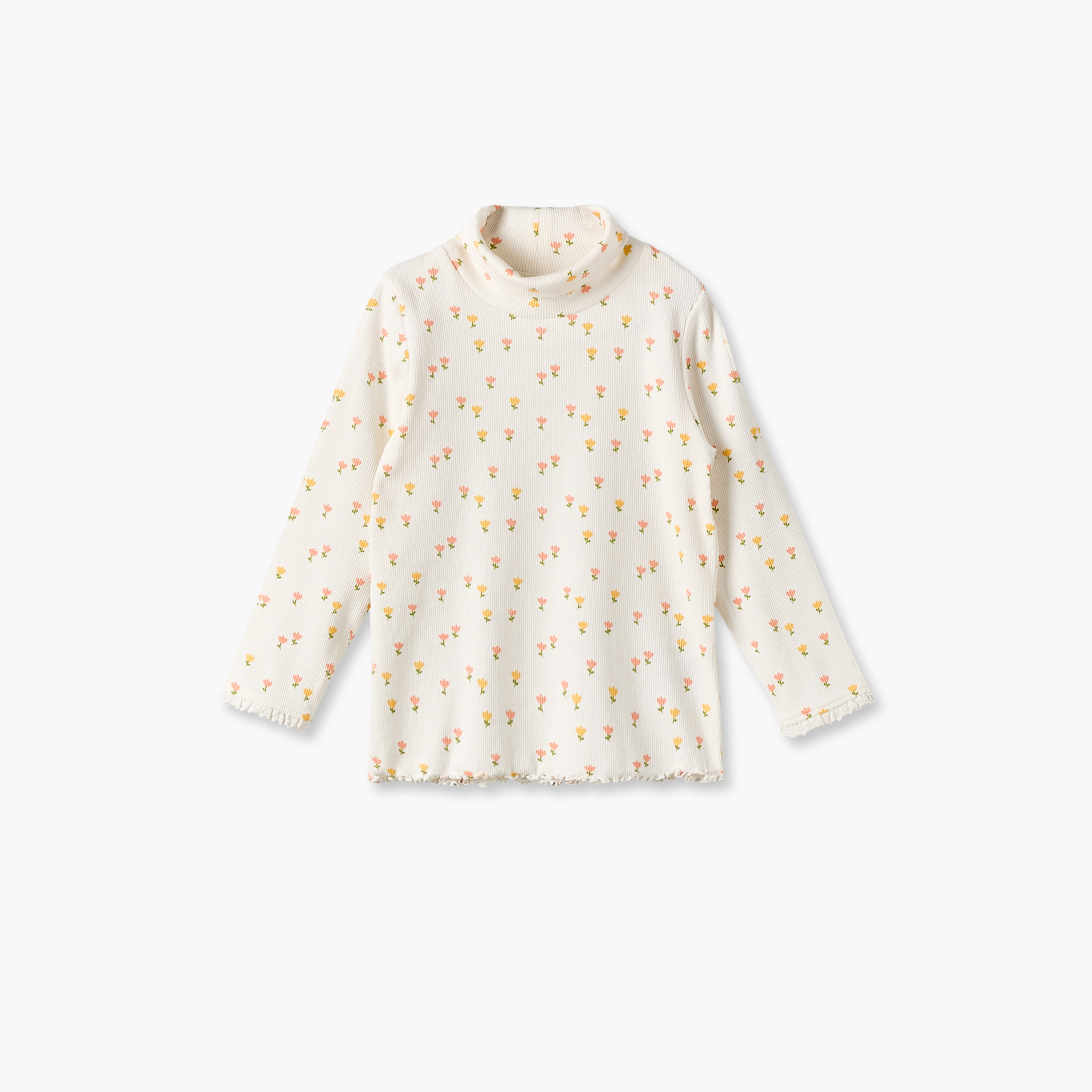 طقم بلوزة بياقة عالية وأكمام طويلة وطبعات زهرية من جونيورز - قطعتين-baby-girls-clothing-tshirts-image-4