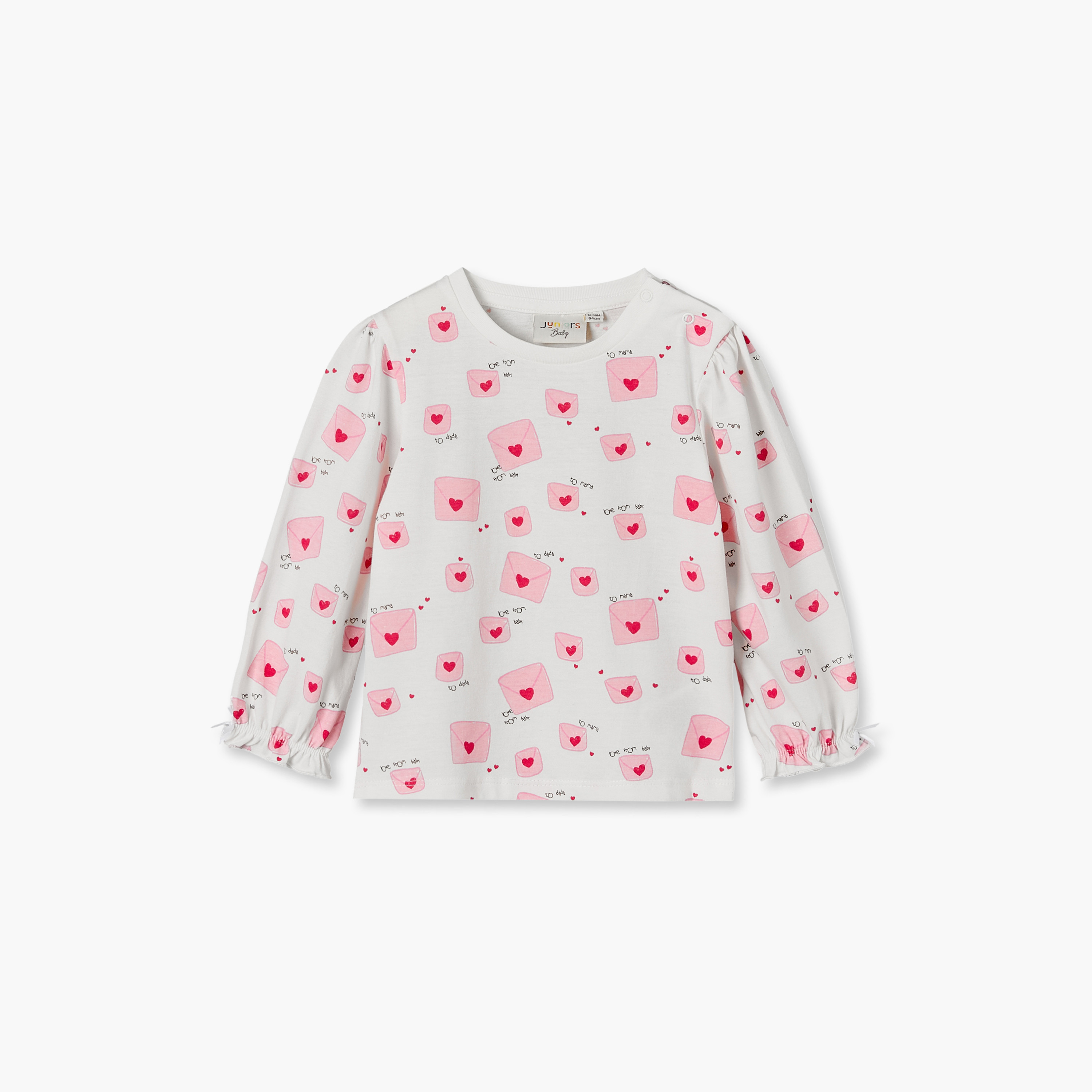 Juniors Crew Neck Long Sleeves T-shirt with Heart Print-baby-girls-clothing-tshirts-image-2