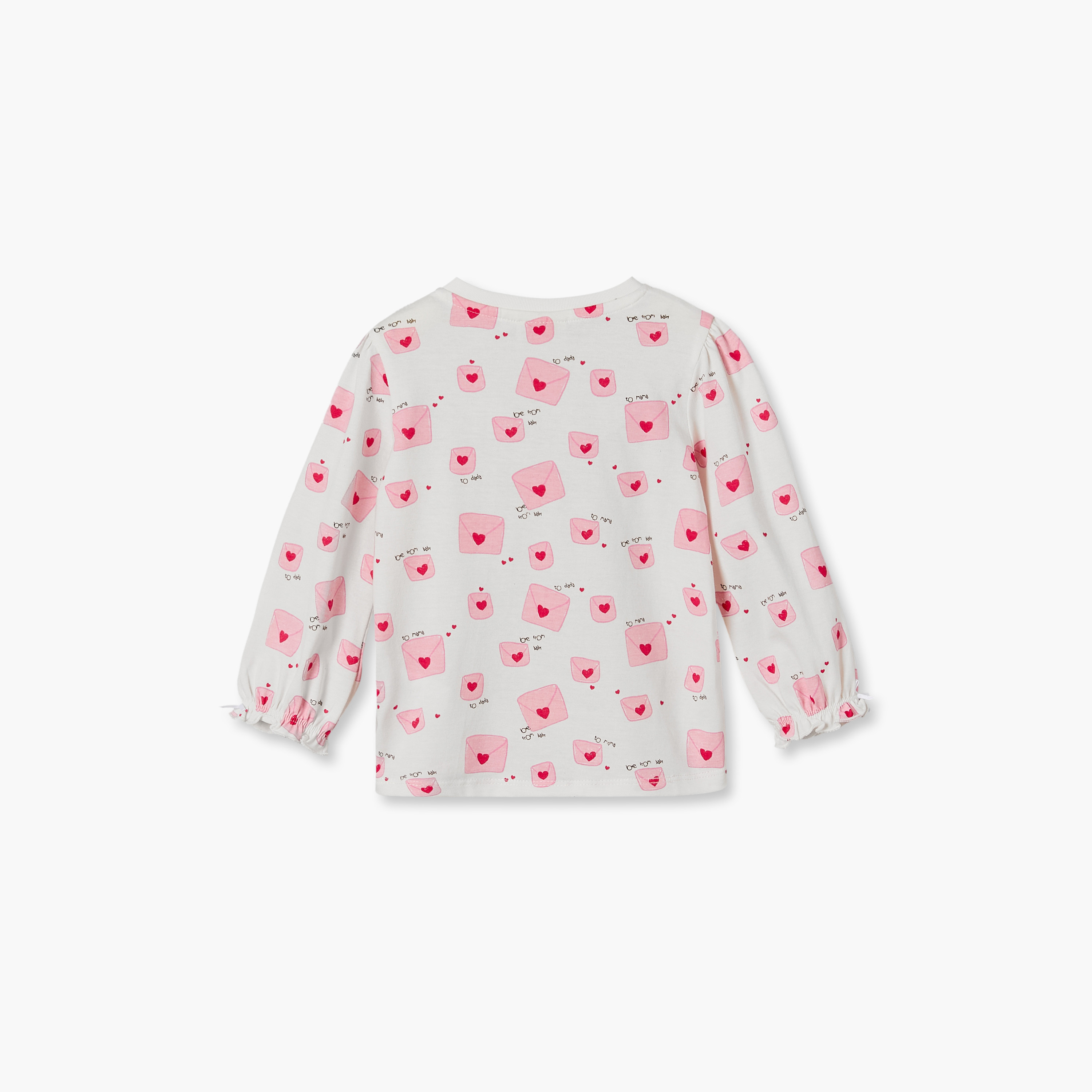 Juniors Crew Neck Long Sleeves T-shirt with Heart Print-baby-girls-clothing-tshirts-image-3