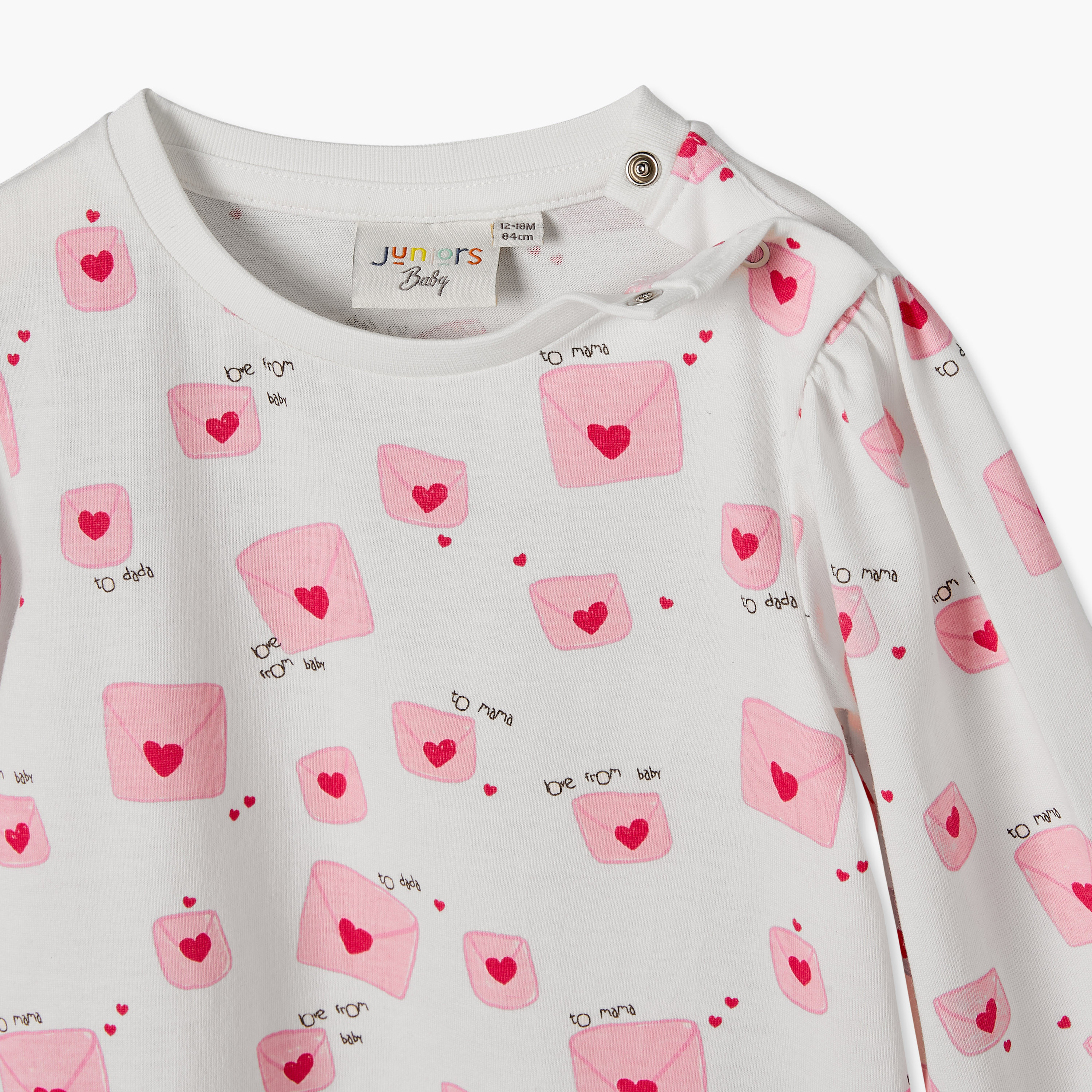Juniors Crew Neck Long Sleeves T-shirt with Heart Print-baby-girls-clothing-tshirts-image-4